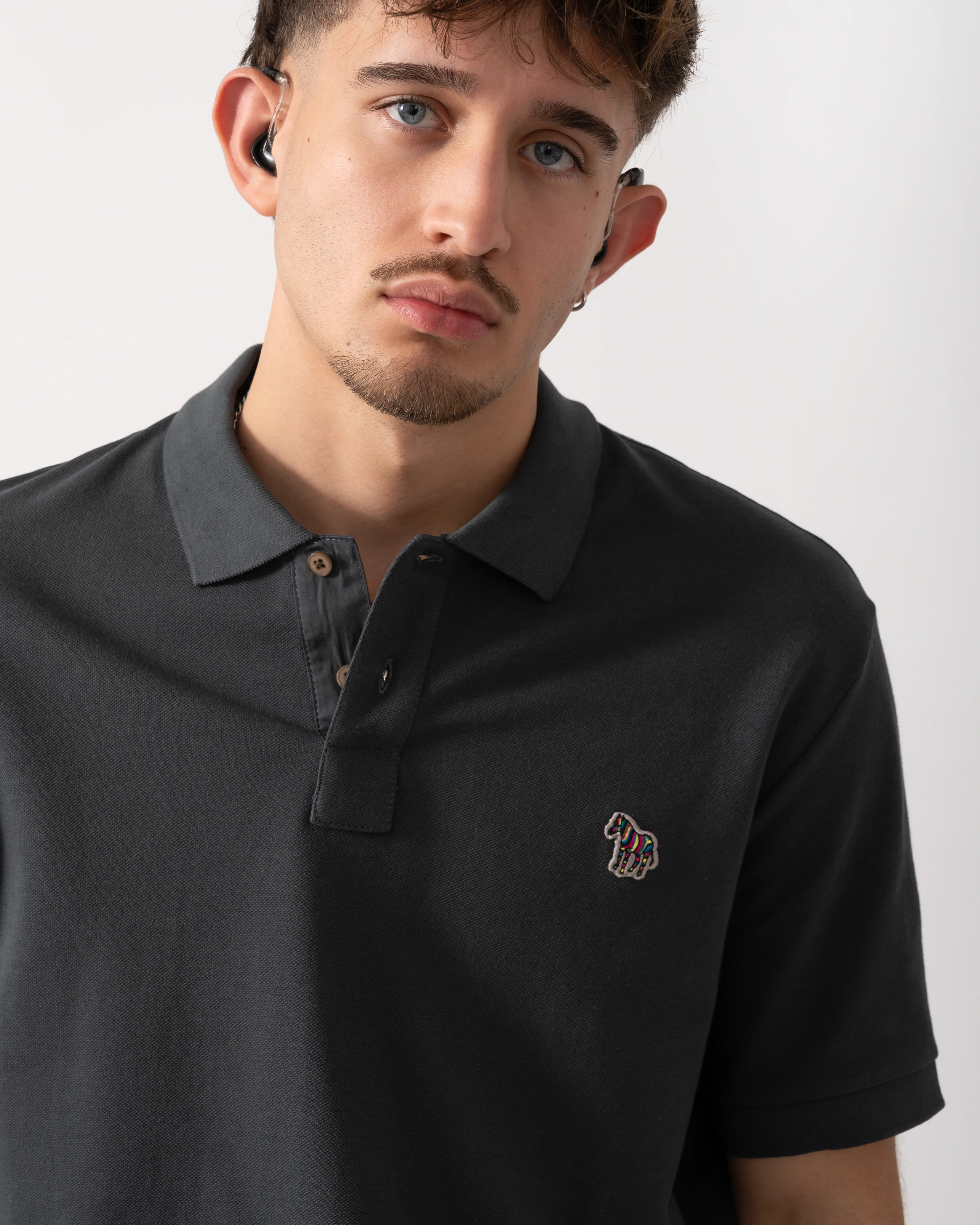 PS Paul Smith Mens Regular Fit Short Sleeve Zebra Polo Shirt - 76 Grey - Image 3