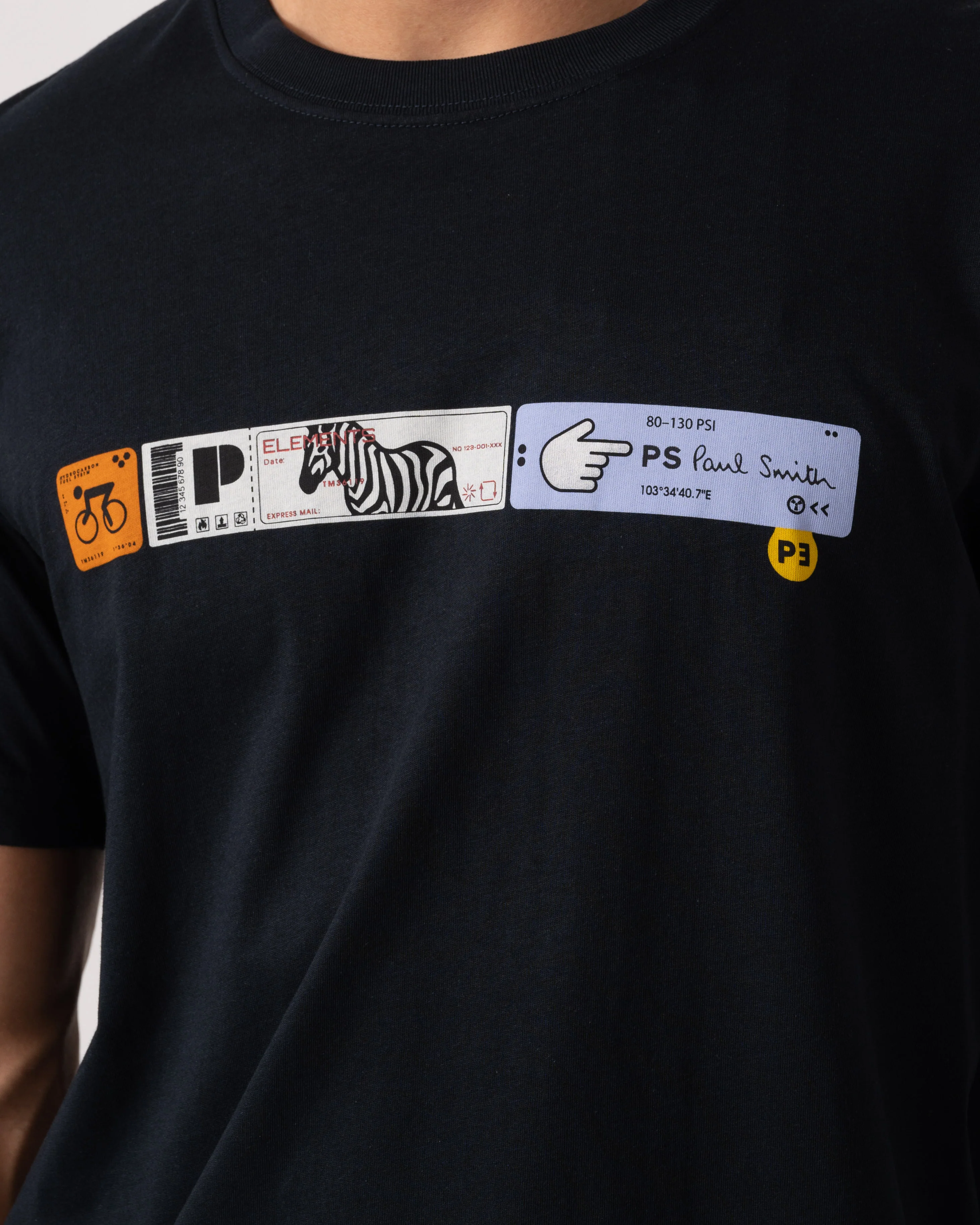 PS Paul Smith Mens Ticket Stub T-Shirt - 49 Blue - Image 3