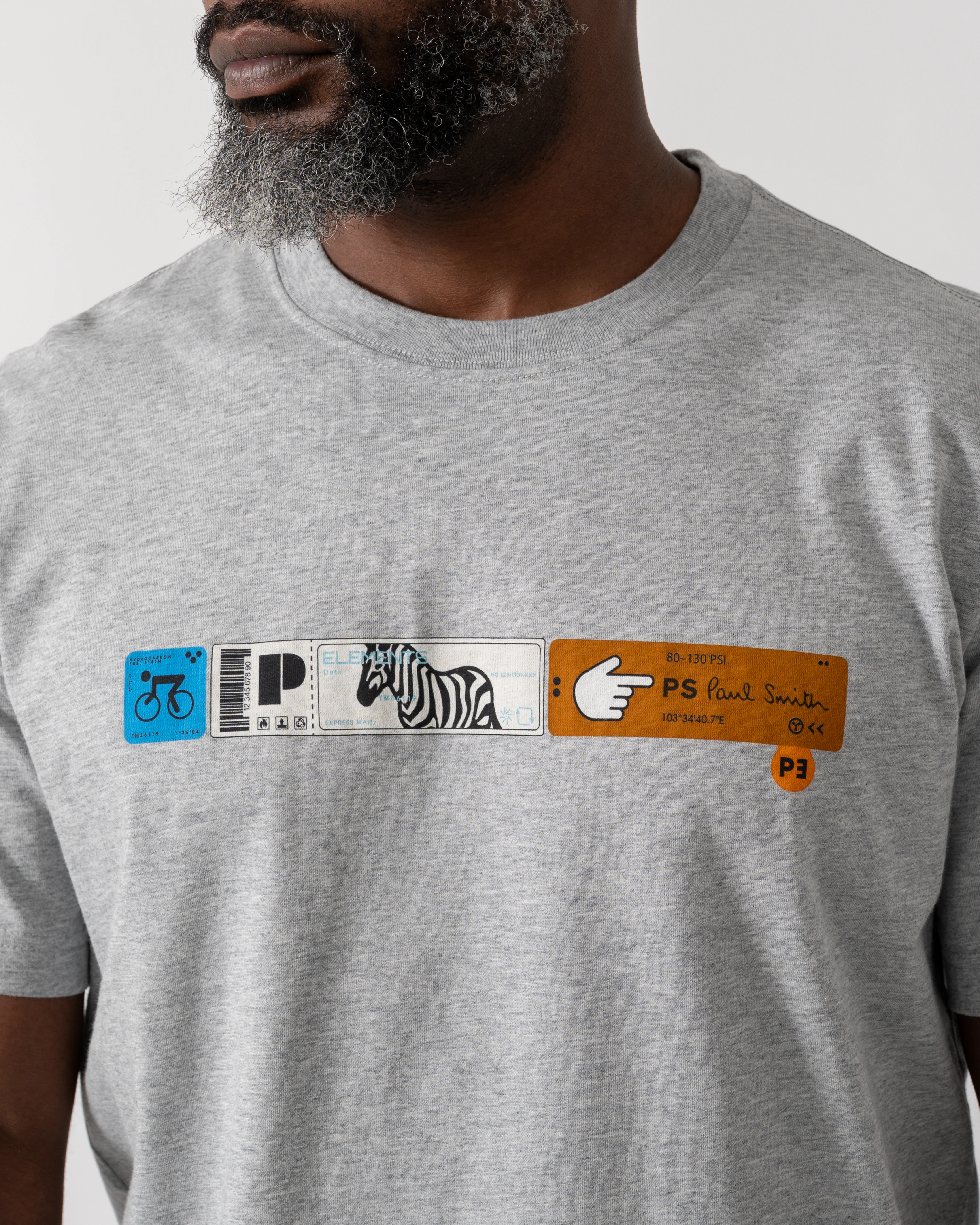PS Paul Smith Mens Ticket Stub T-Shirt - 72 Grey - Image 3