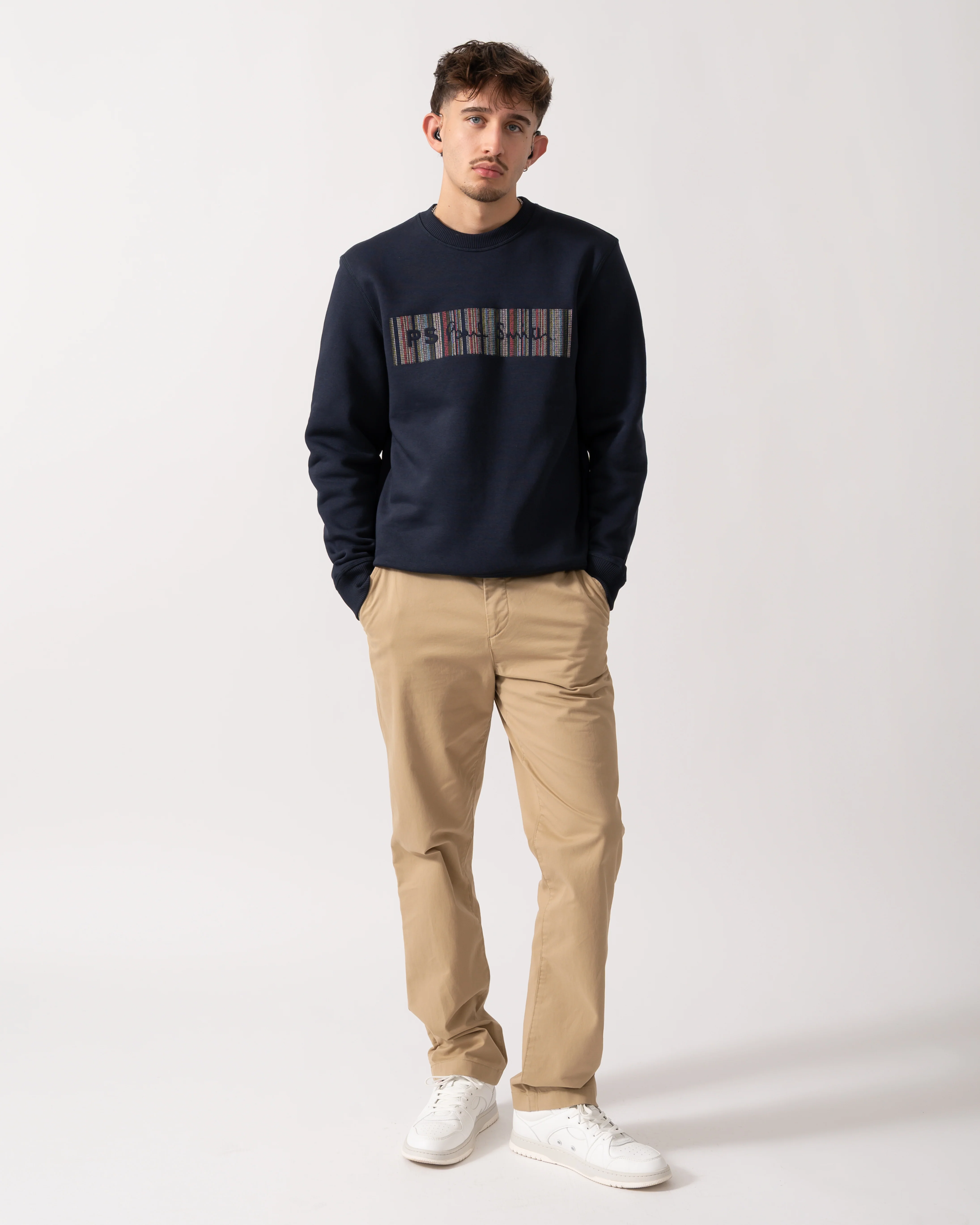 PS Paul Smith Mens Regular Fit Stitch Stripe Logo Sweatshirt - 49 Very Dark Navy - Image 2