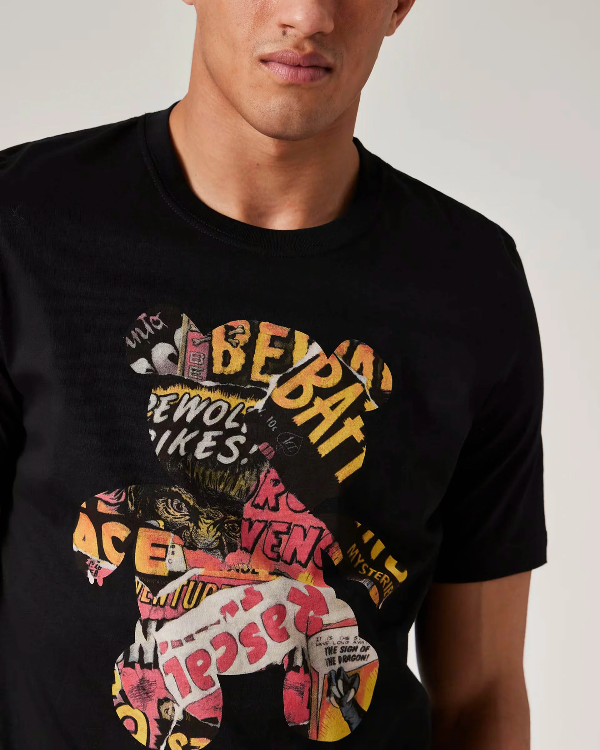 PS Paul Smith Mens Regular Fit Bear Collage T-Shirt - 79 Black - Image 2