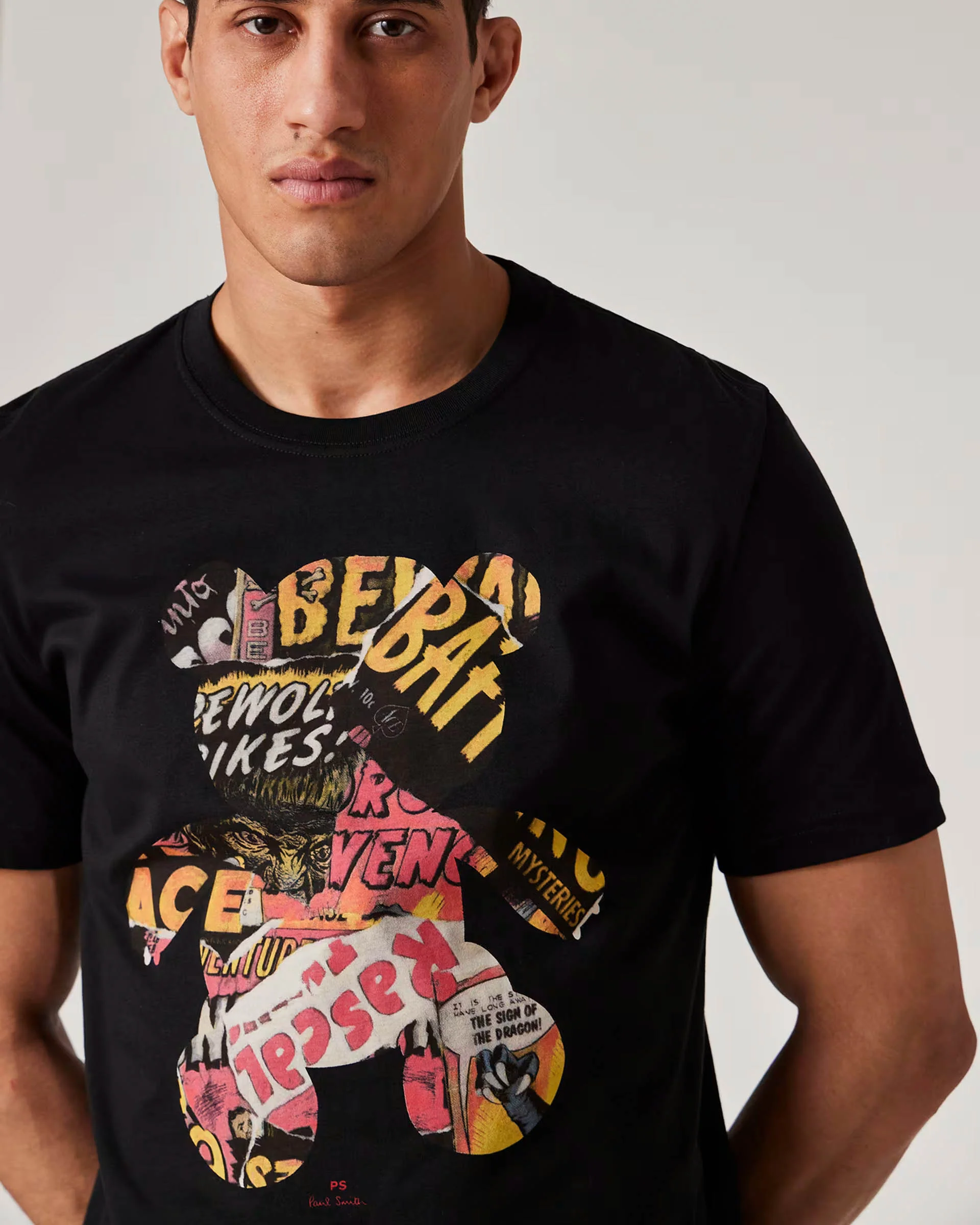 PS Paul Smith Mens Regular Fit Bear Collage T-Shirt - 79 Black - Image 3