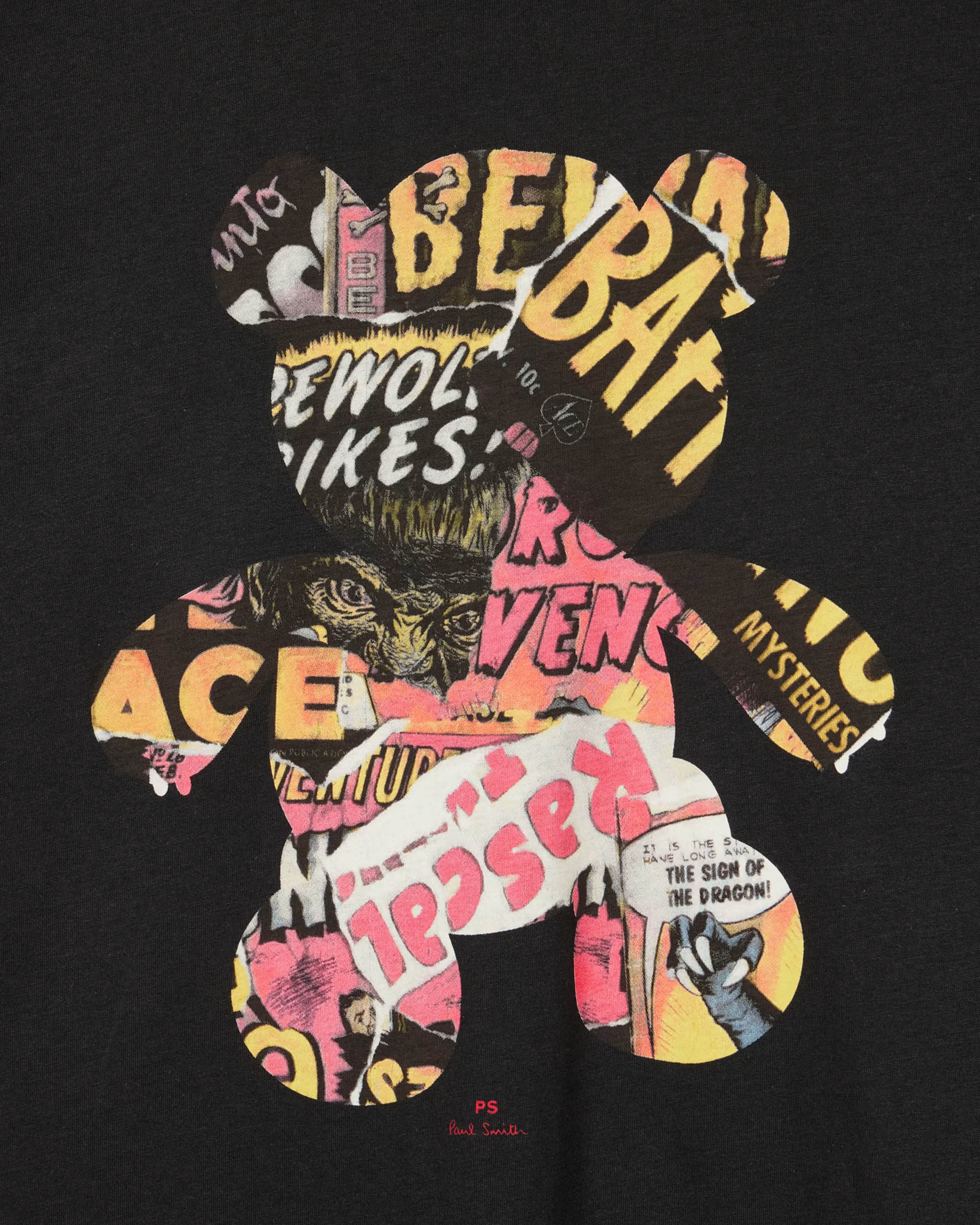 PS Paul Smith Mens Regular Fit Bear Collage T-Shirt - 79 Black - Image 4