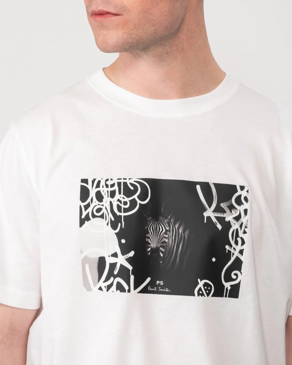 PS Paul Smith Mens Regular Fit Zebra Graffiti T-Shirt - Image 2