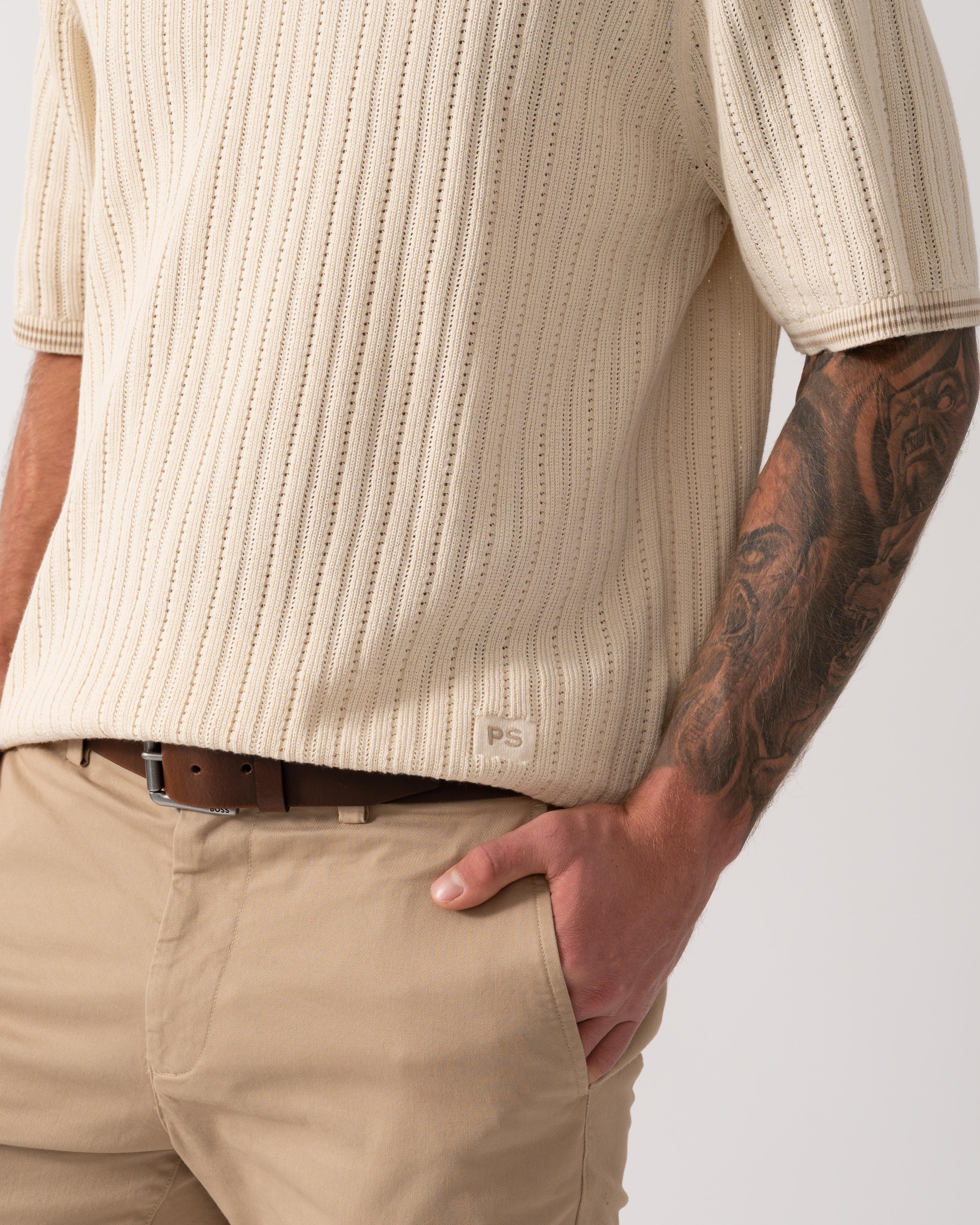 PS Paul Smith Mens Rib Knitted Polo - 04 White - Image 3