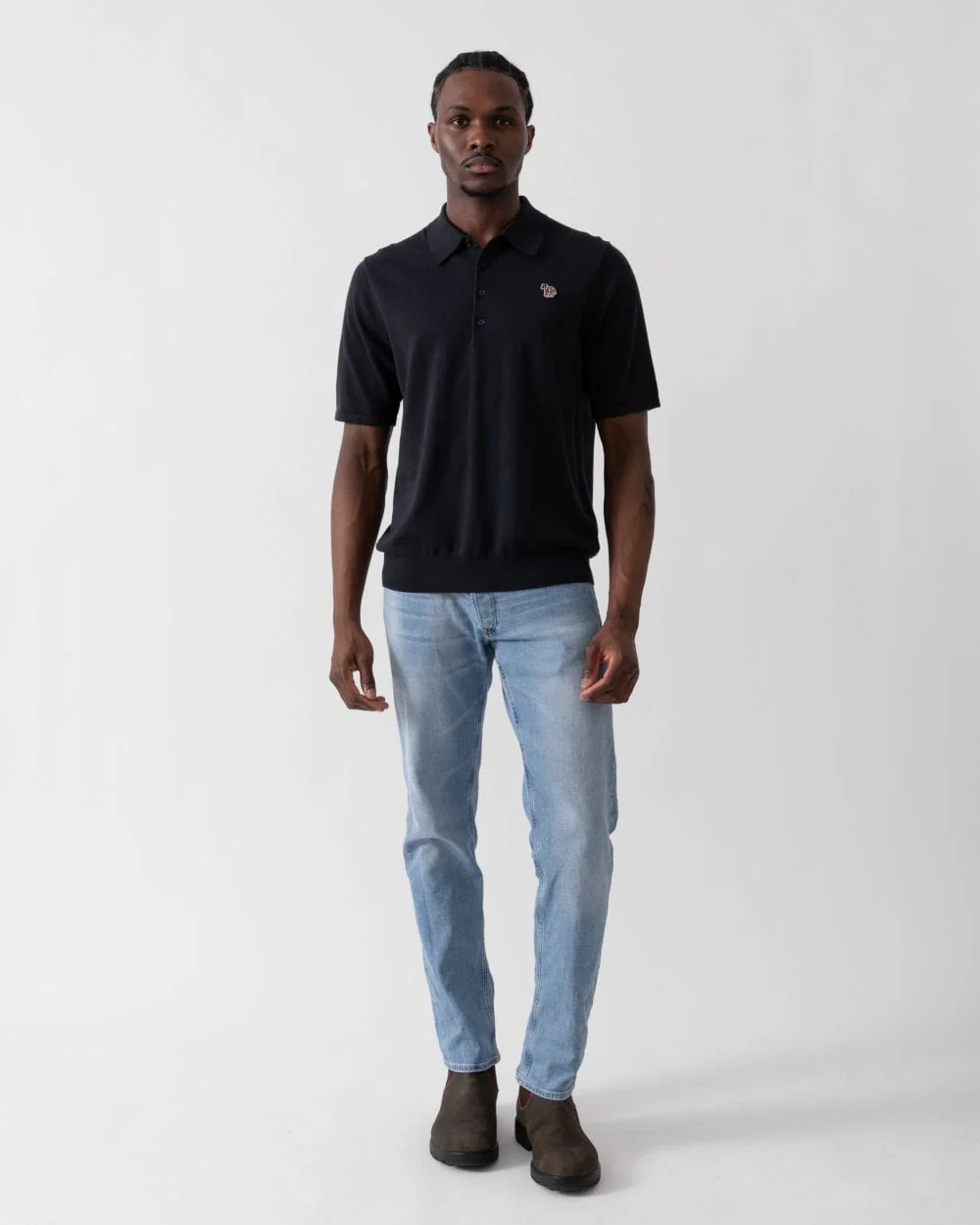 PS Paul Smith Mens Short Sleeve Knitted Polo Shirt With Zebra Badge - Image 4