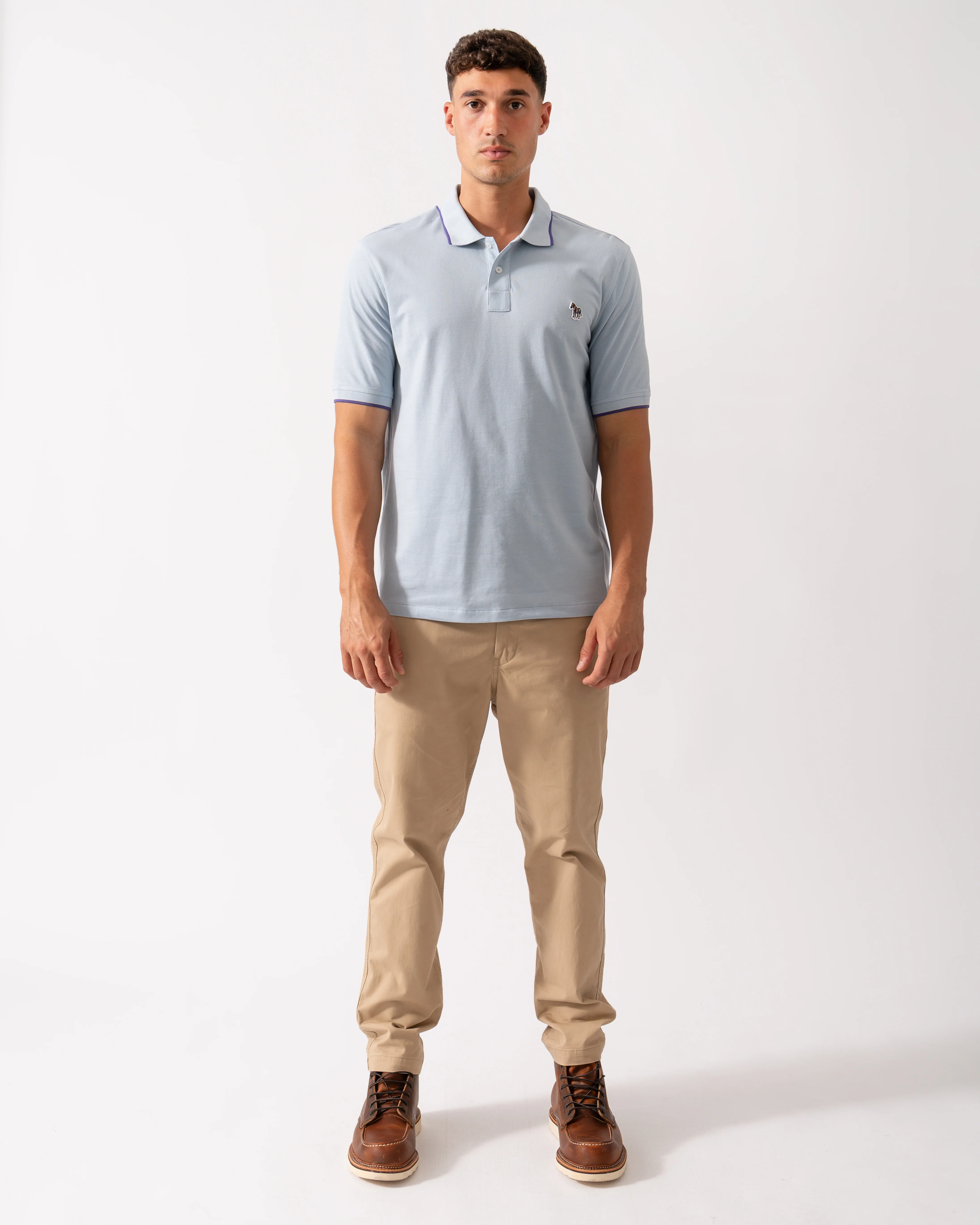PS Paul Smith Mens Short Sleeve Zebra Badge Polo - 40C Light Blue - Image 2