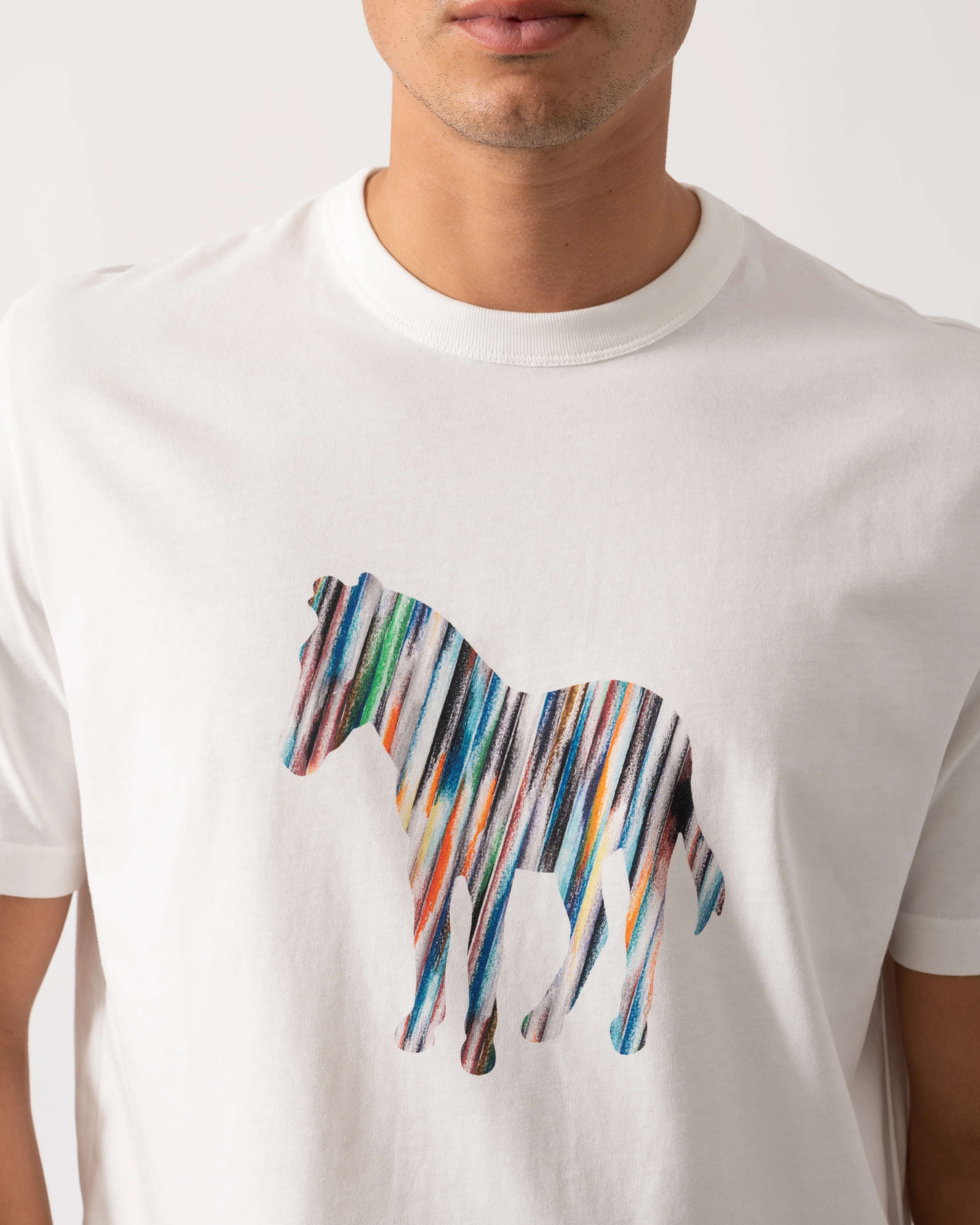 PS Paul Smith Mens Short Sleeve Zebra Col Stripe T-Shirt - 02 Off White - Image 2