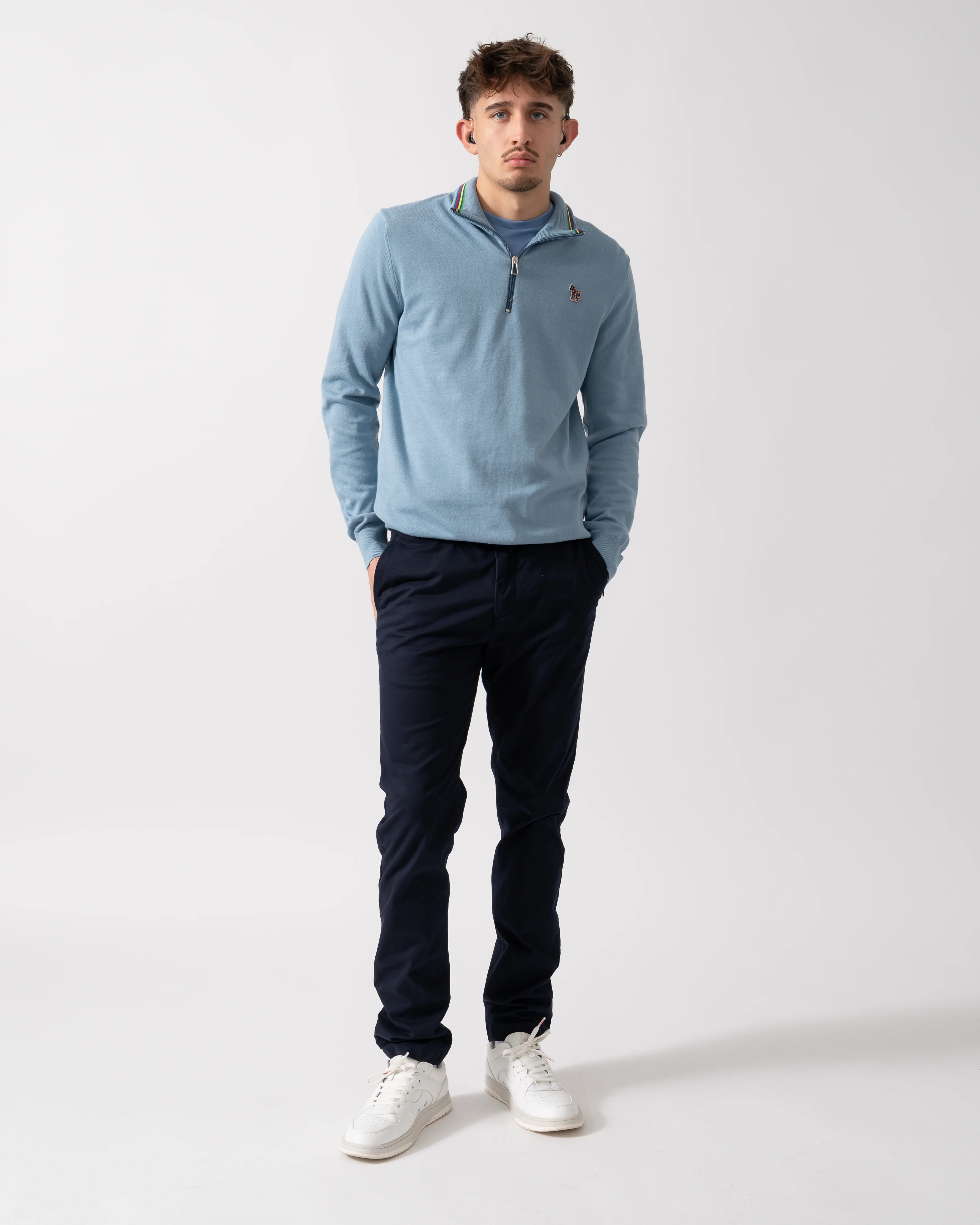 PS Paul Smith Mens Sweater Zip Neck Zeb Bad - 41A Blue - Image 3