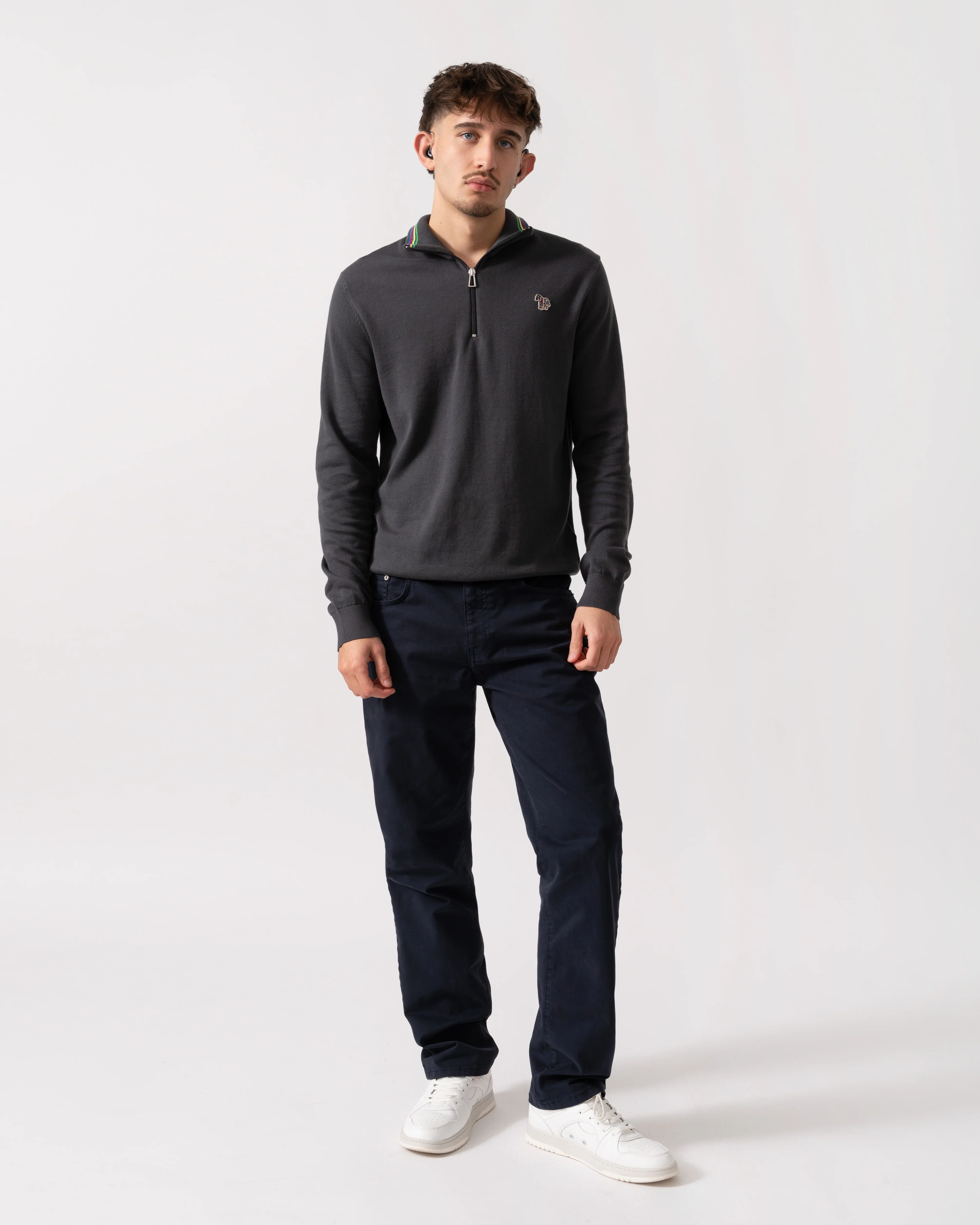 PS Paul Smith Mens Sweater Zip Neck Zeb Bad - 76 Grey - Image 2