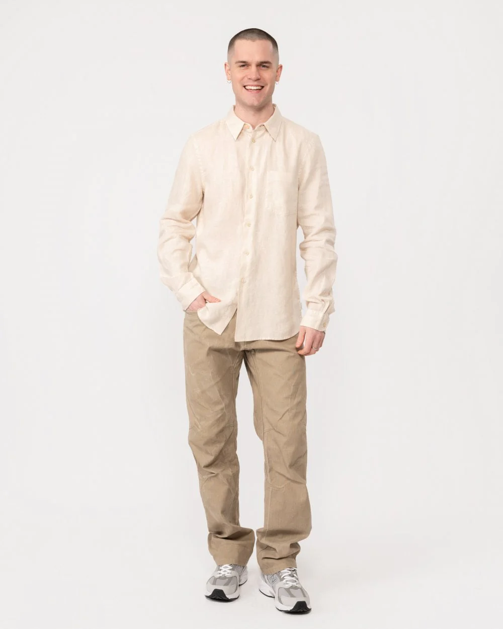PS Paul Smith Mens Tailored Fit Long Sleeve Shirt - 60 Light Beige - Image 3