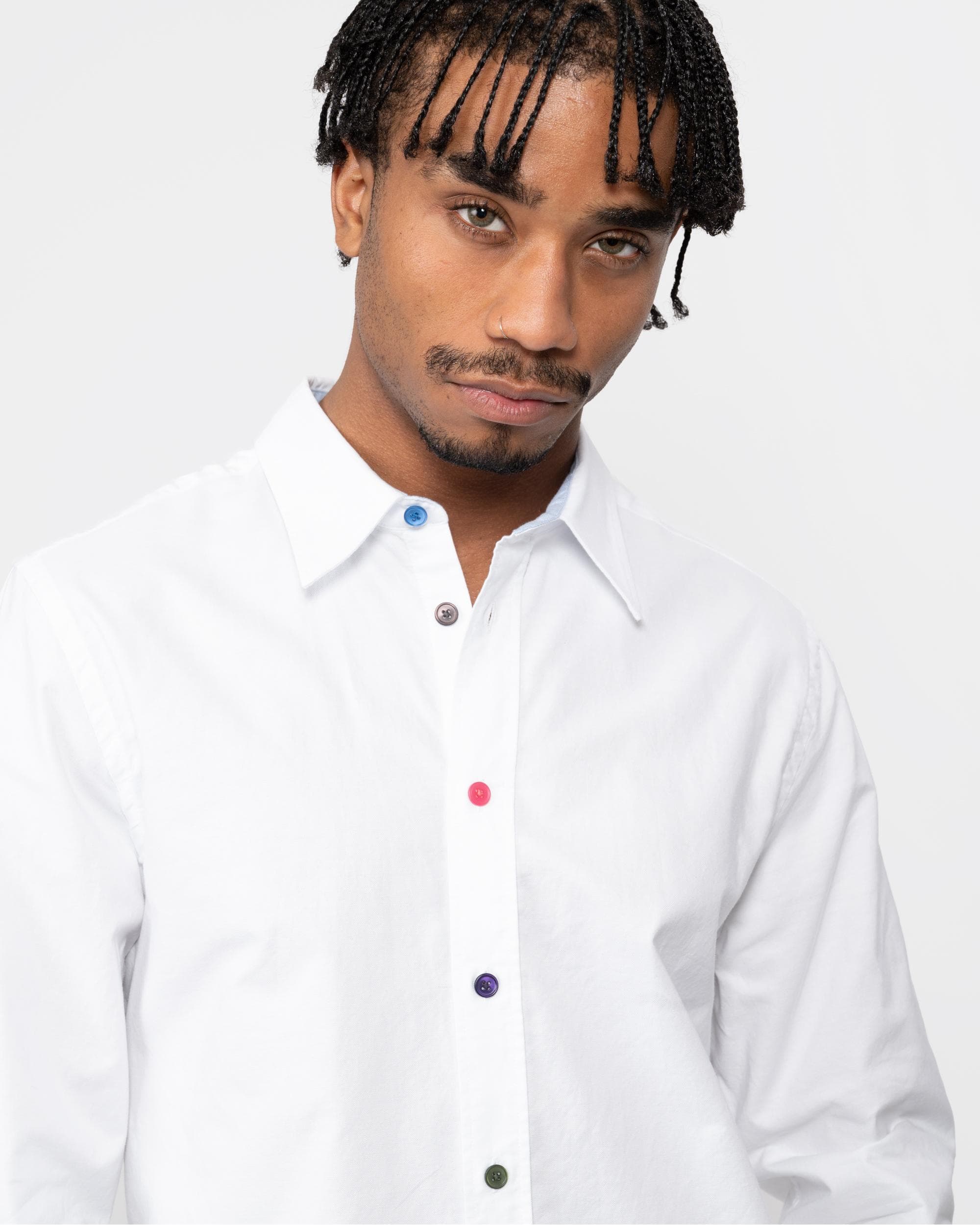 PS Paul Smith Mens Tailored Fit Long Sleeve Shirt with Signature Stripe Buttons - Image 2
