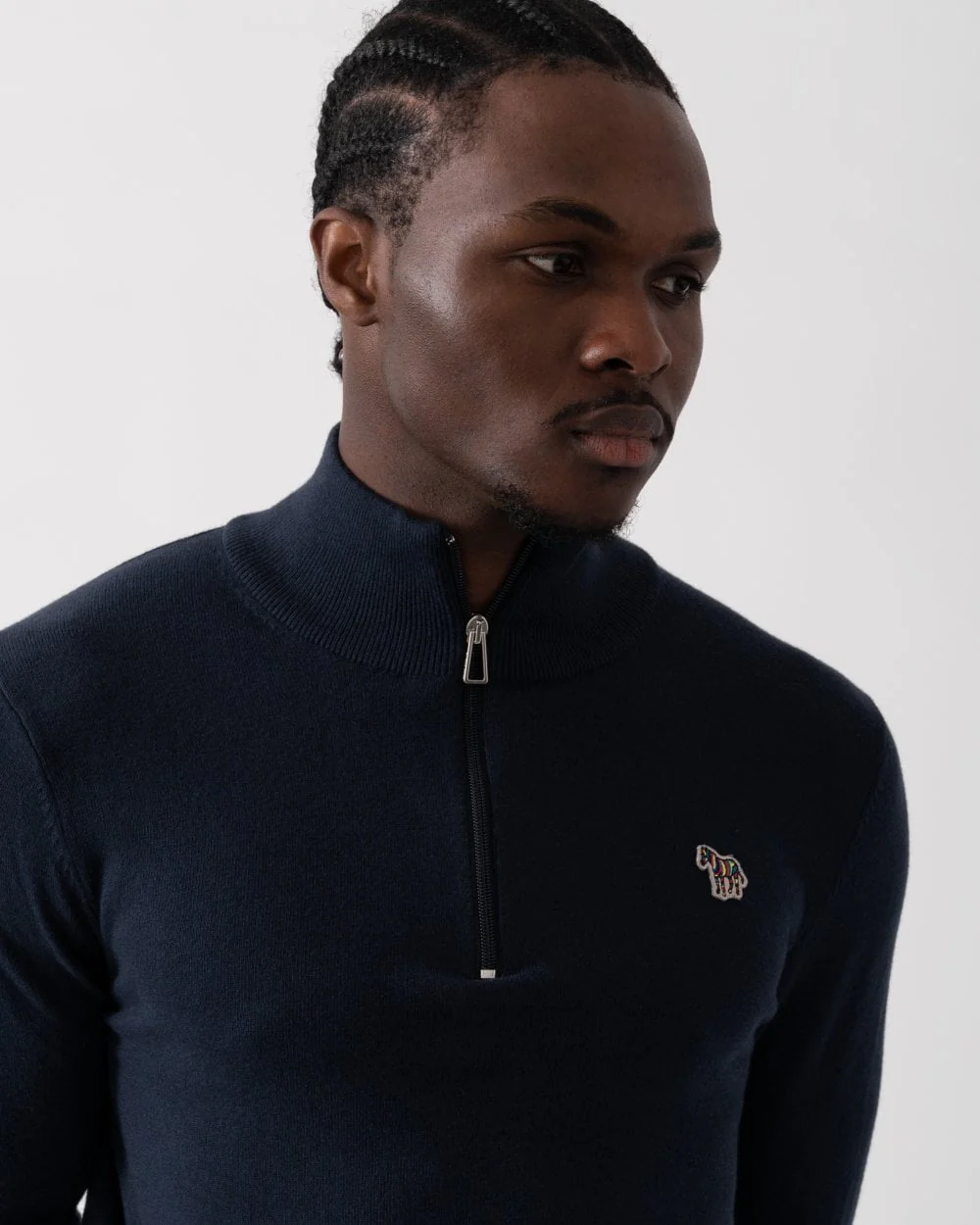 PS Paul Smith Mens Zebra Badge 1/4 Zip Jumper - 49 Very Dark Navy - Image 2