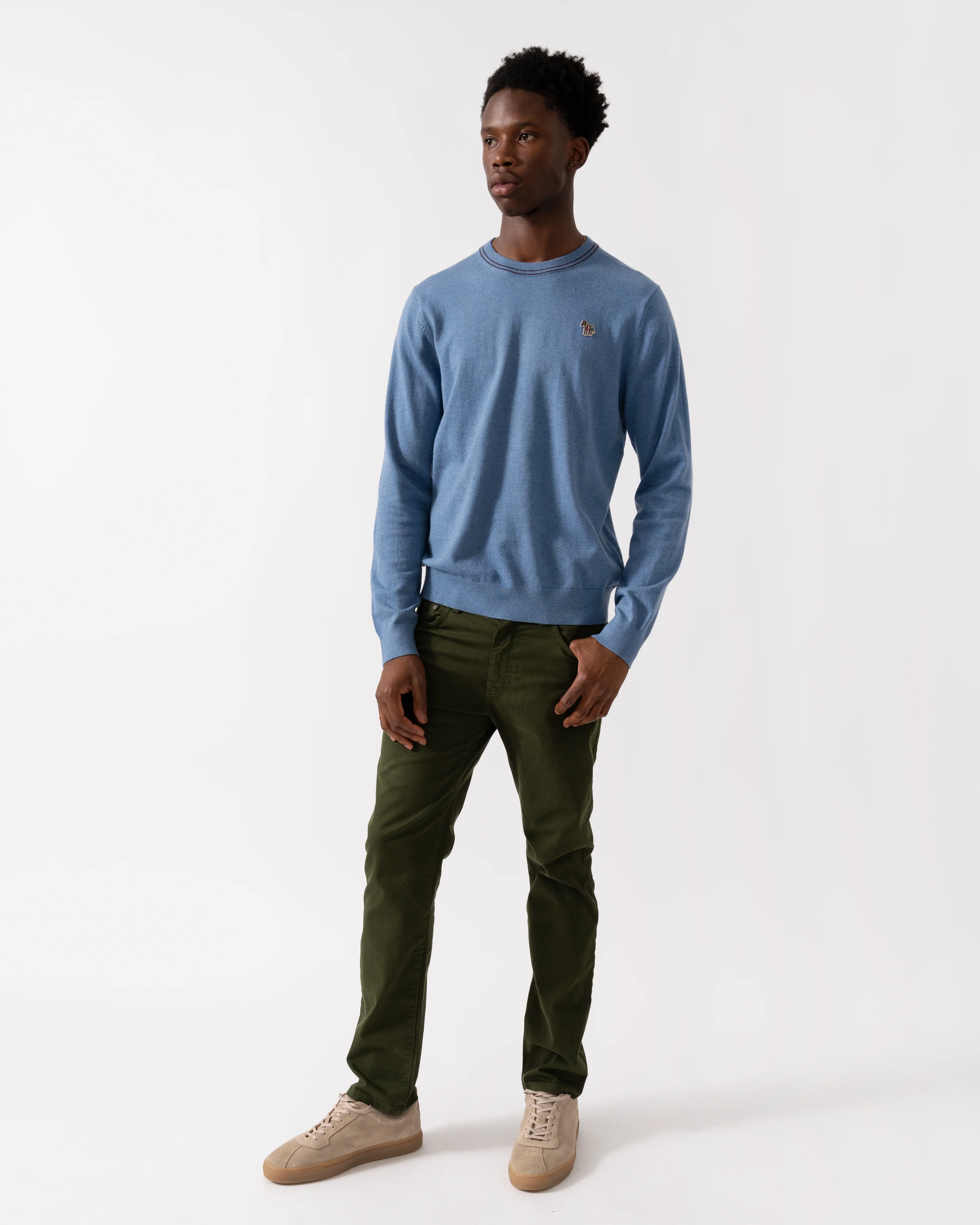 PS Paul Smith Mens Zebra Badge Crew Neck Jumper - 43 Greyish Blue - Image 2