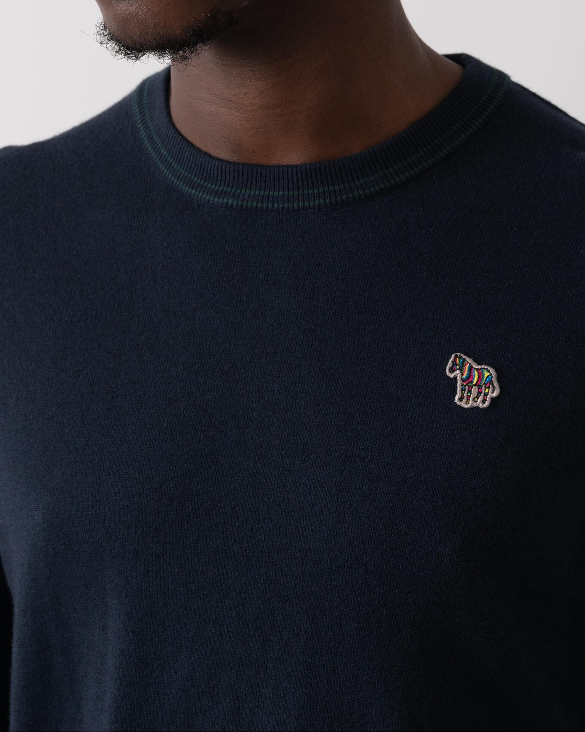 PS Paul Smith Mens Zebra Badge Crew Neck Jumper - 49 Very Dark Navy - Image 2