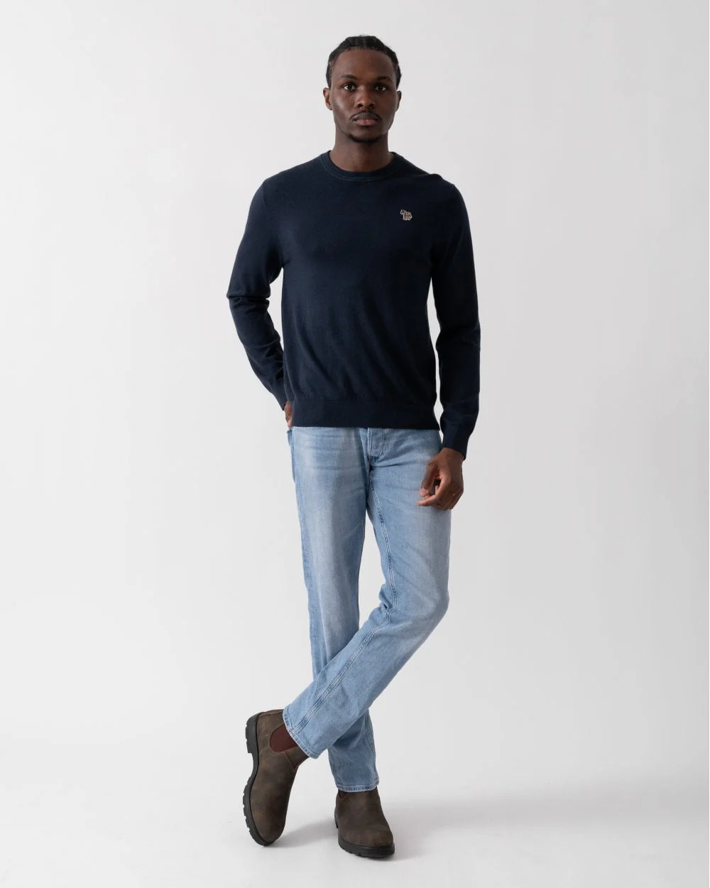 PS Paul Smith Mens Zebra Badge Crew Neck Jumper - 49 Very Dark Navy - Image 3