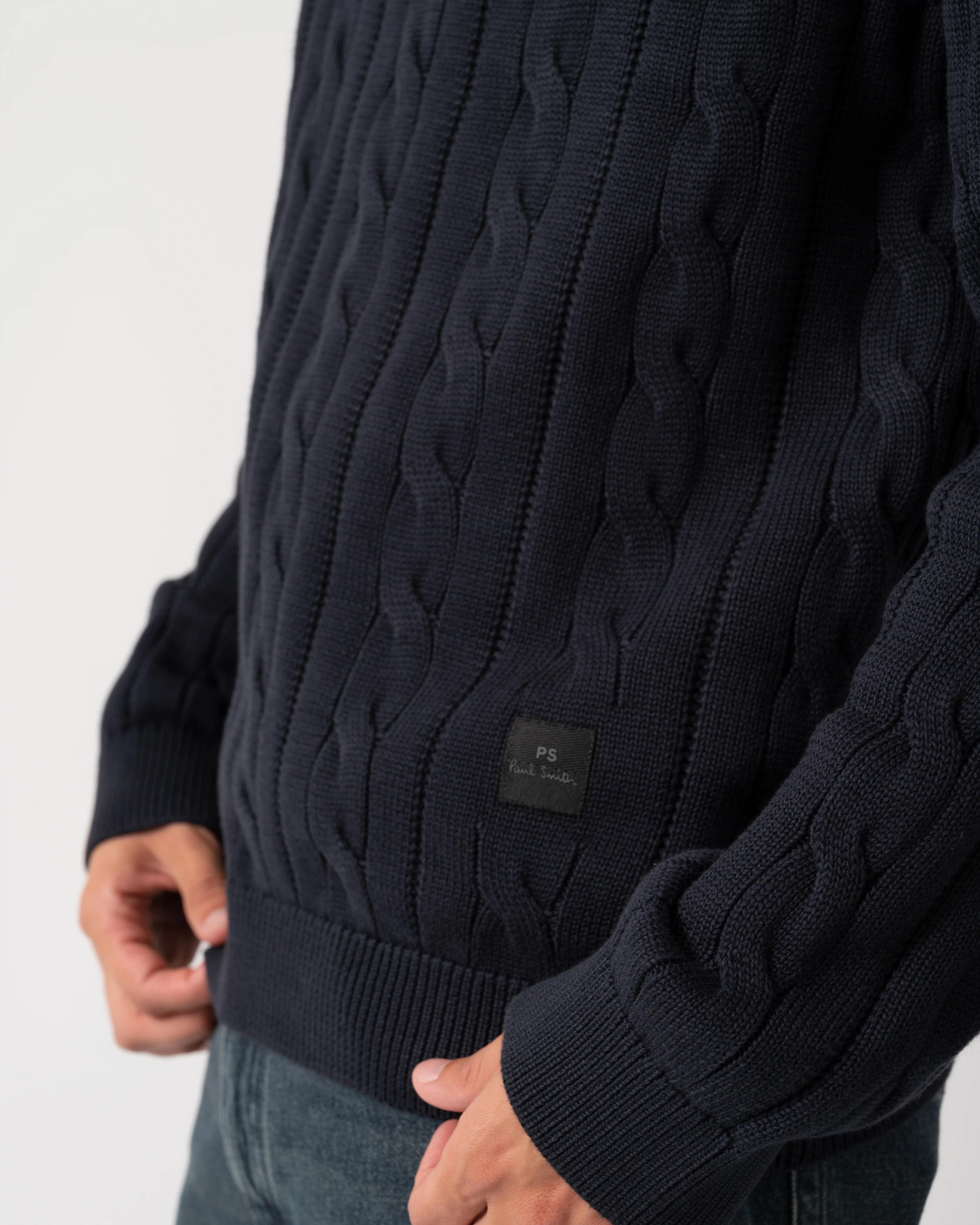 PS Paul Smith Mens Zip Neck Sweater - 49 Very Dark Navy - Image 4