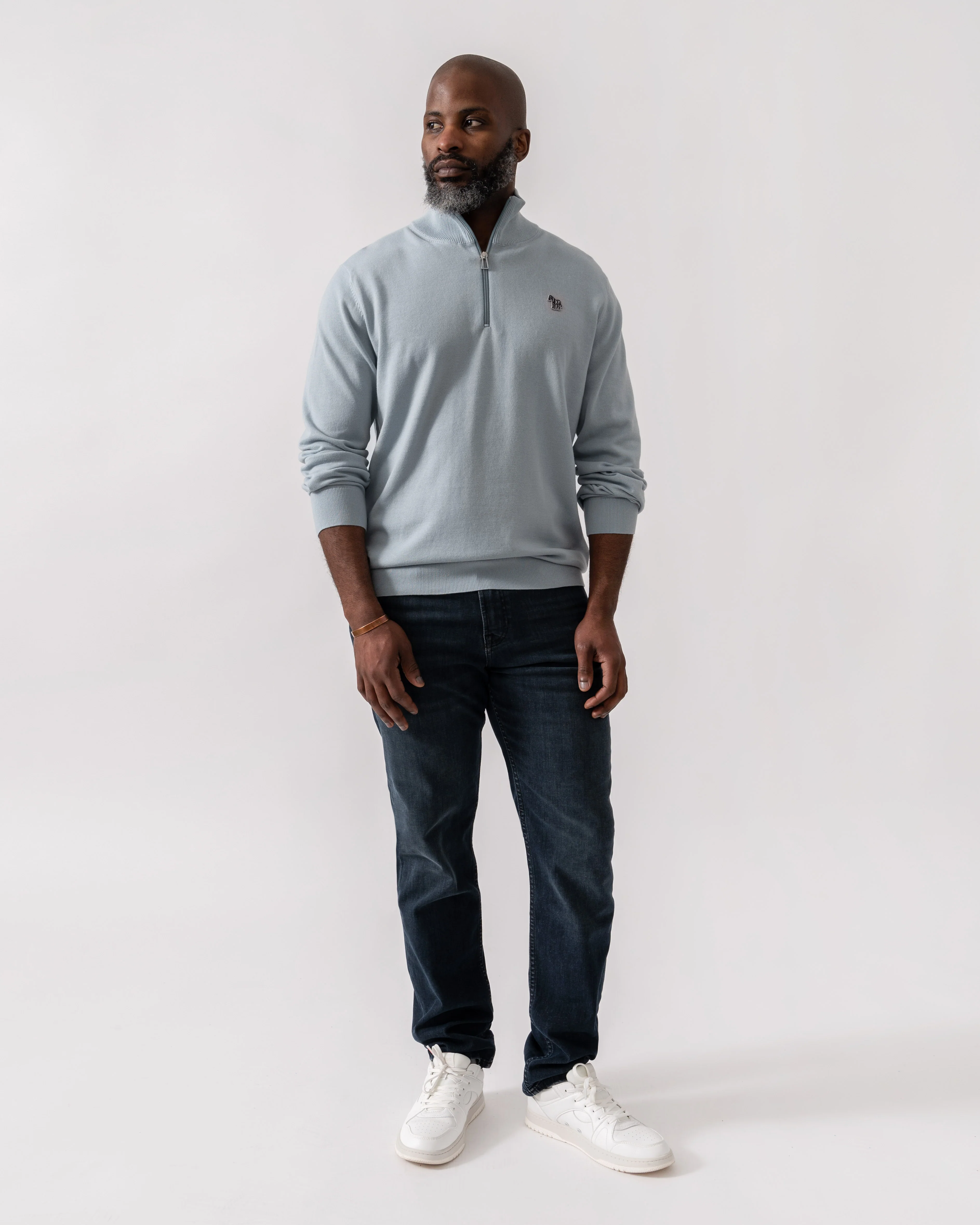 PS Paul Smith Mens Zip Neck Zebra Badge Sweater - 40 Light Blue - Image 2