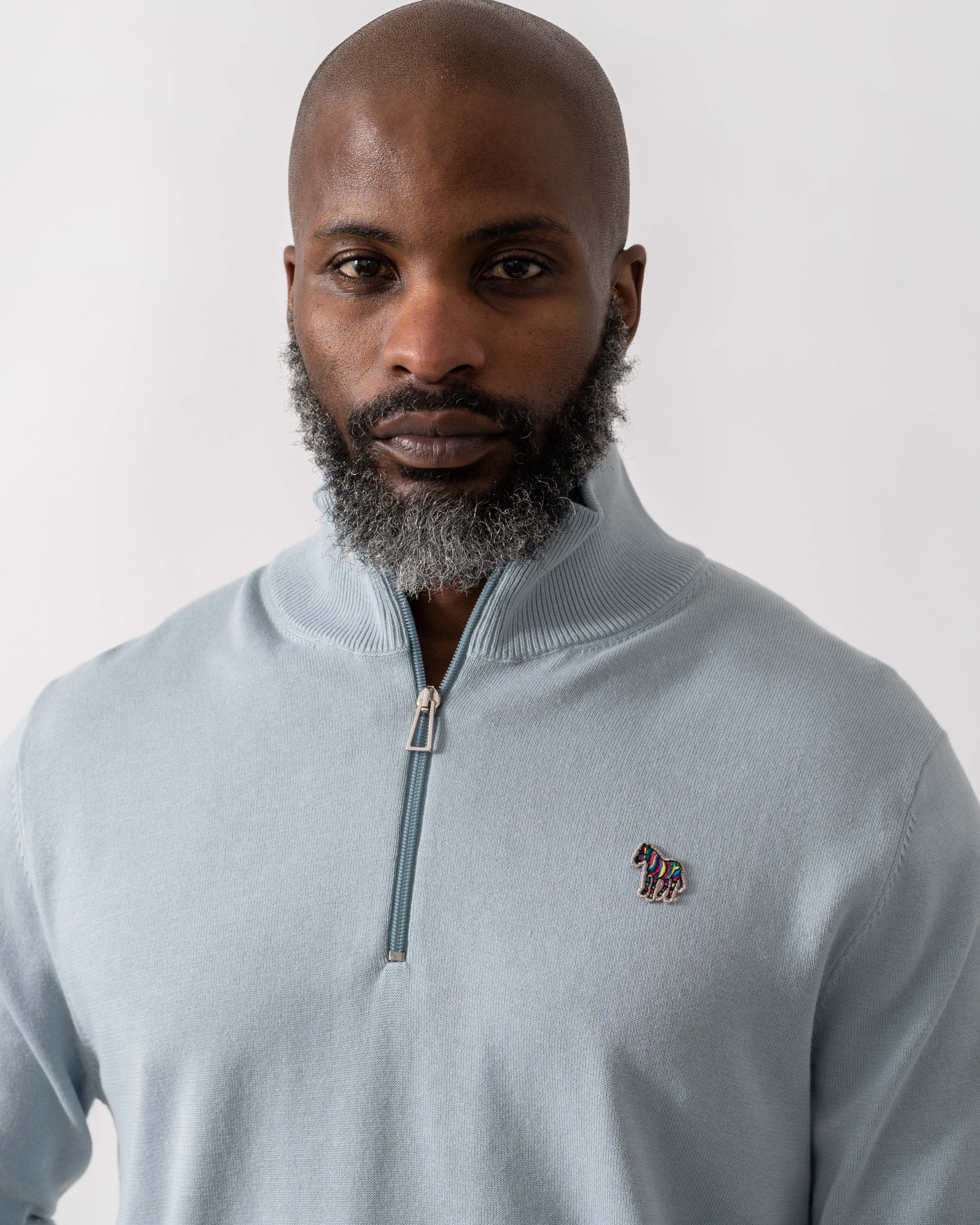 PS Paul Smith Mens Zip Neck Zebra Badge Sweater - 40 Light Blue - Image 3