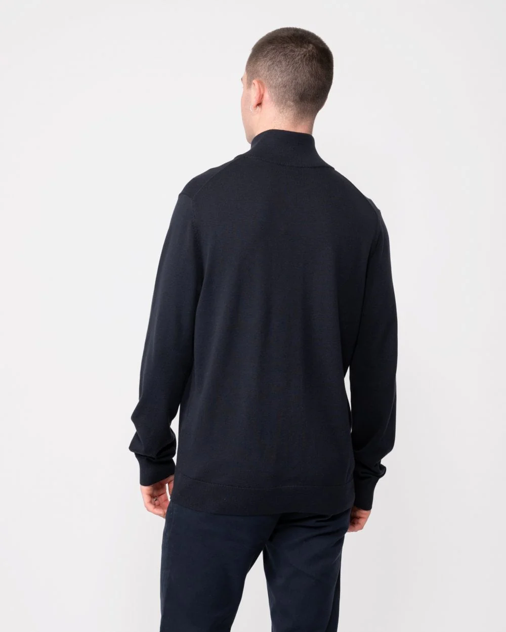 PS Paul Smith Mens Zip Neck Zebra Badge Sweater - 49 Very Dark Navy - Image 4