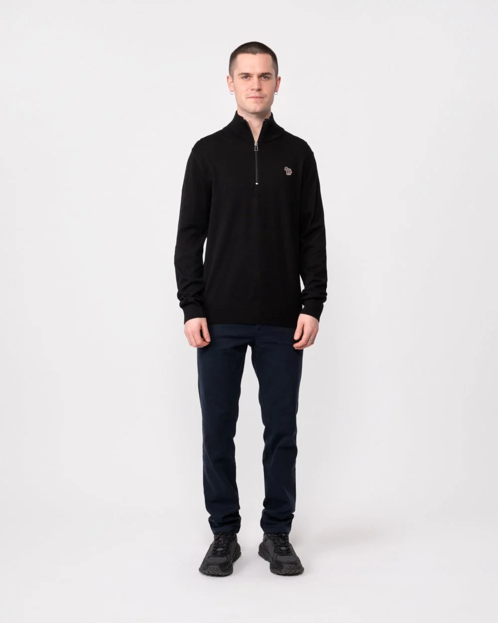 PS Paul Smith Mens Zip Neck Zebra Badge Sweater - 79 Black - Image 3