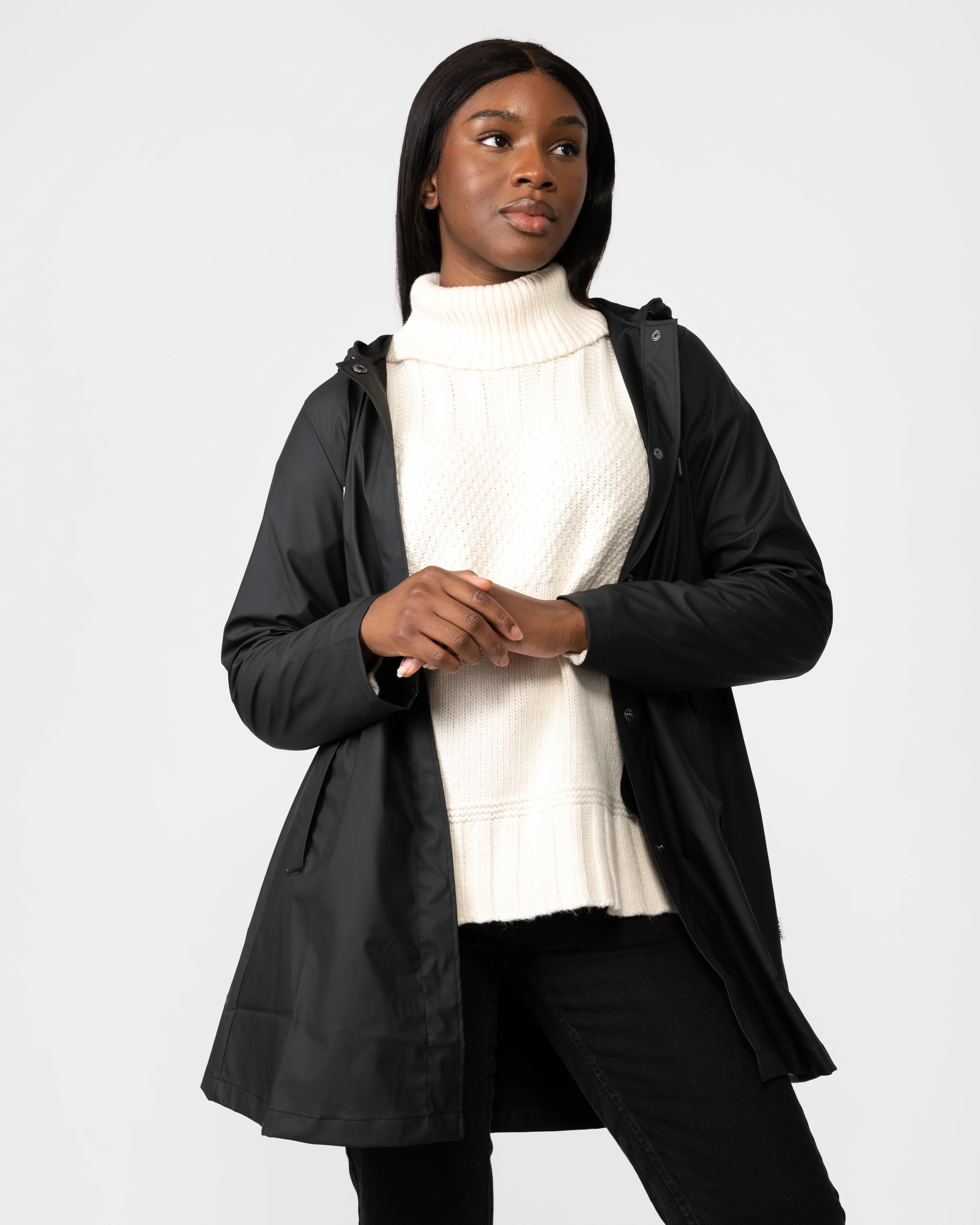 Rains A-line Womens Jacket - 01 Black - Image 3