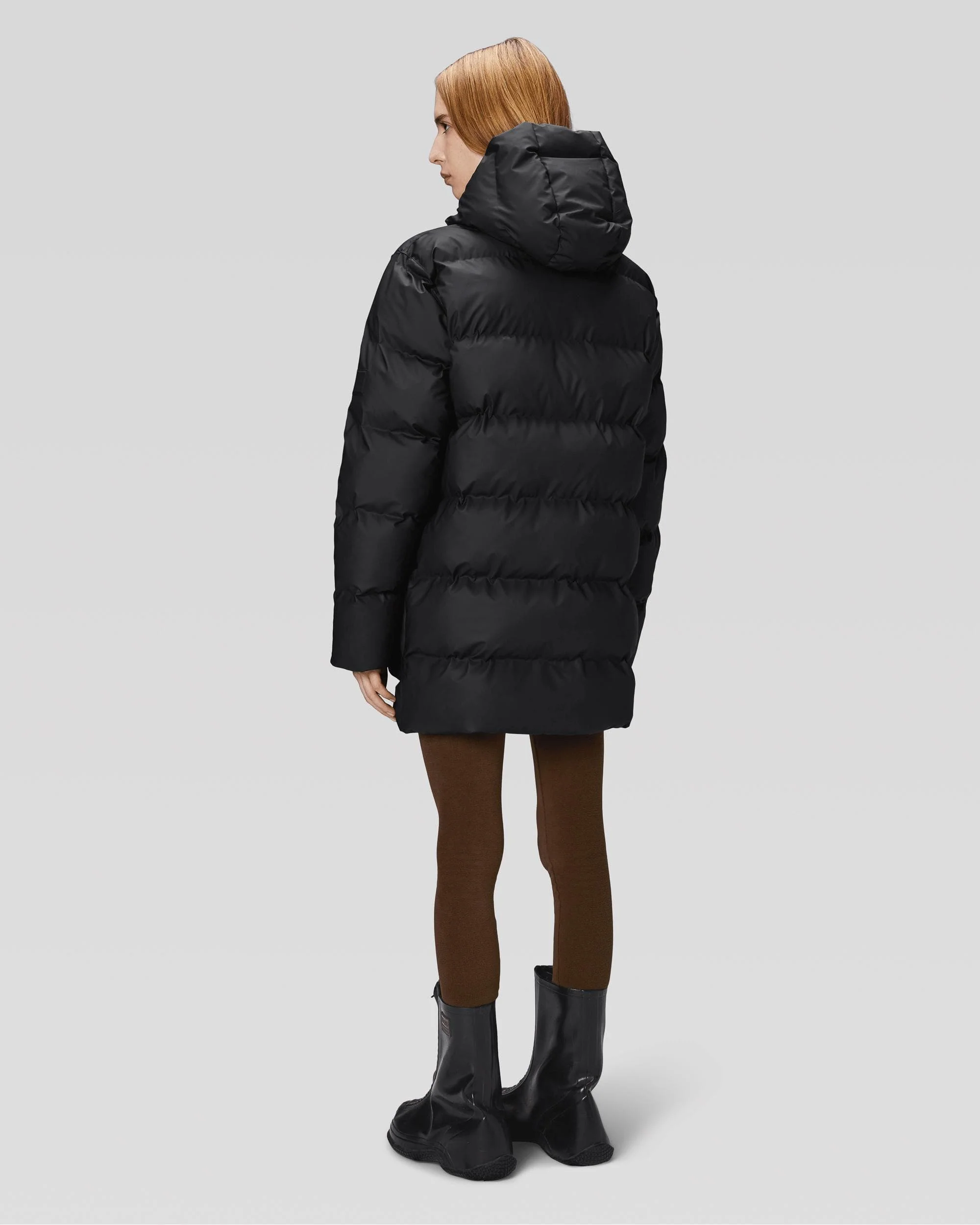 Rains Alta Long Puffer Cargo Jacket - 01 Black - Image 7