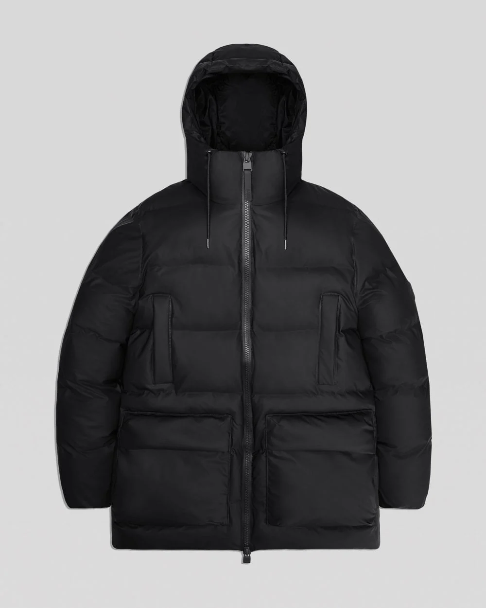 Rains Alta Long Puffer Cargo Jacket - 01 Black - Image 8