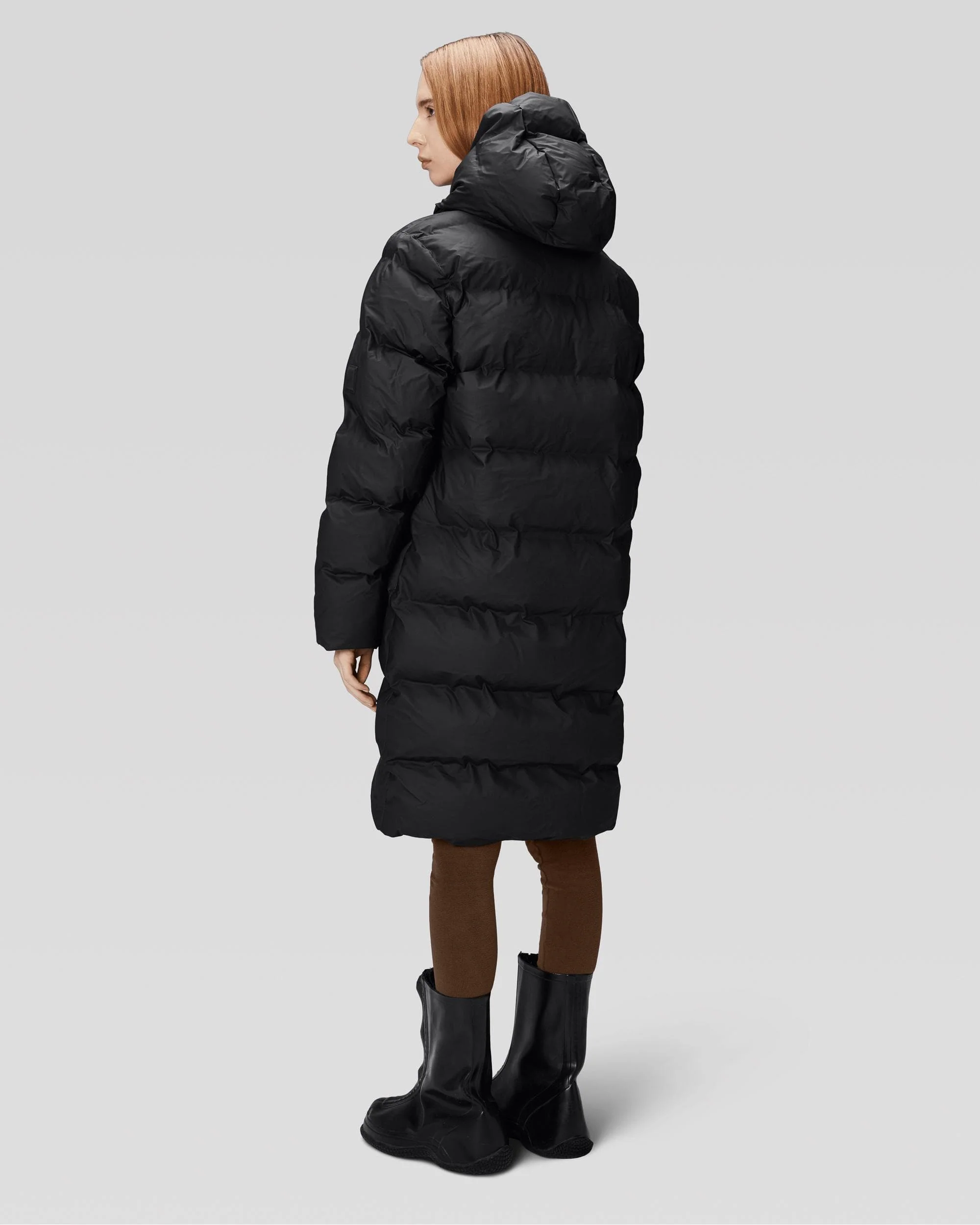 Rains Alta Long Unisex Puffer Jacket - 01 Black - Image 6