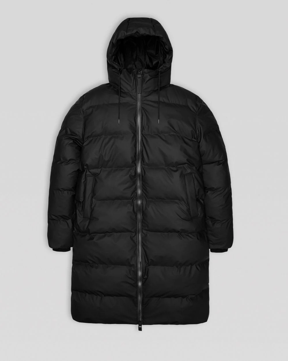 Rains Alta Long Unisex Puffer Jacket - 01 Black - Image 8