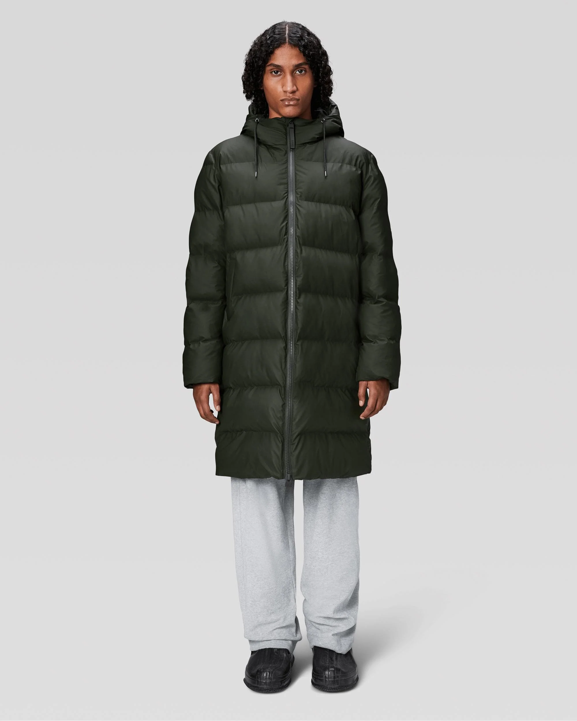 Rains Alta Long Unisex Puffer Jacket - 03 Green - Image 5