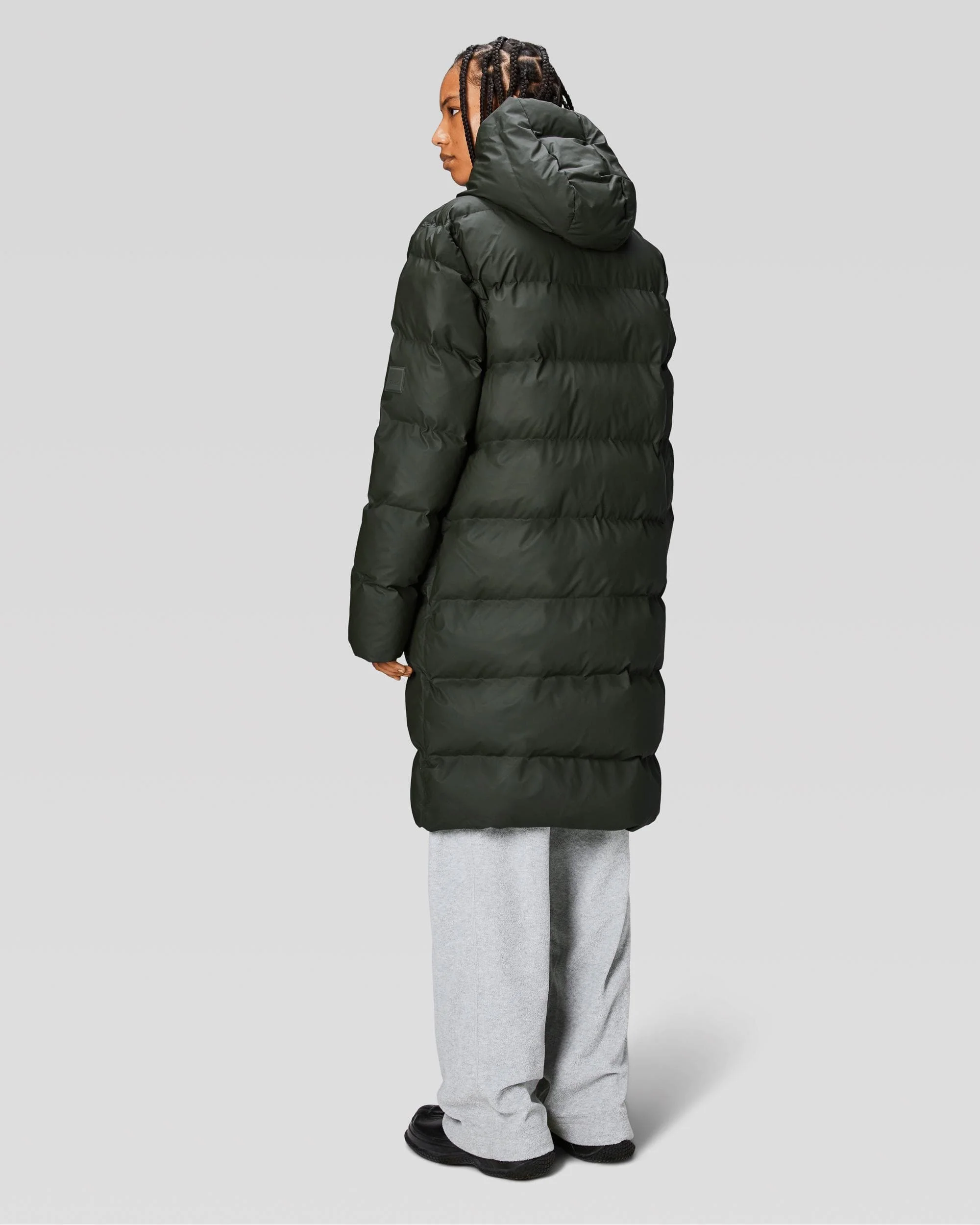 Rains Alta Long Unisex Puffer Jacket - 03 Green - Image 6