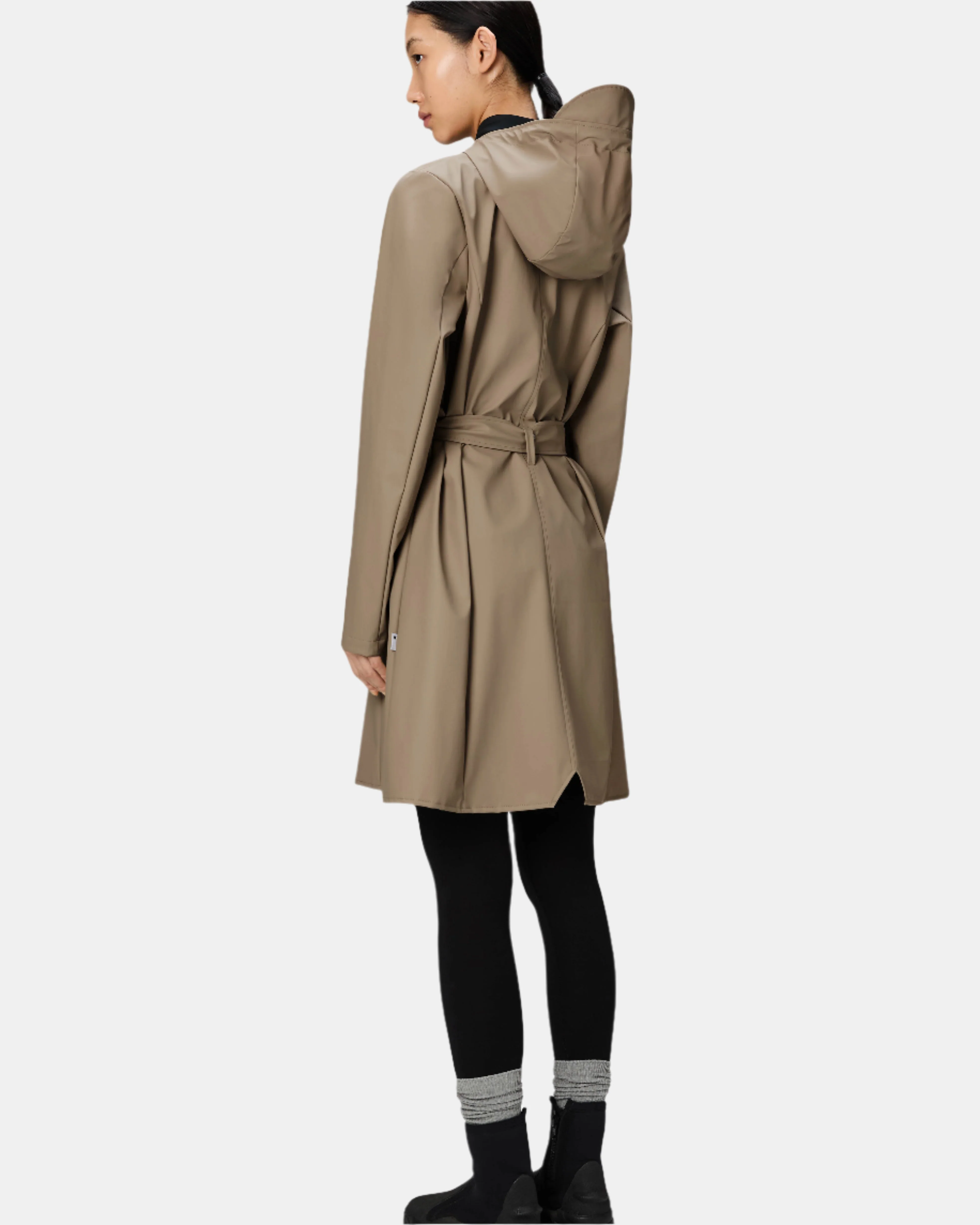 Rains Curve Long Womens Jacket - 133 Beige - Image 4