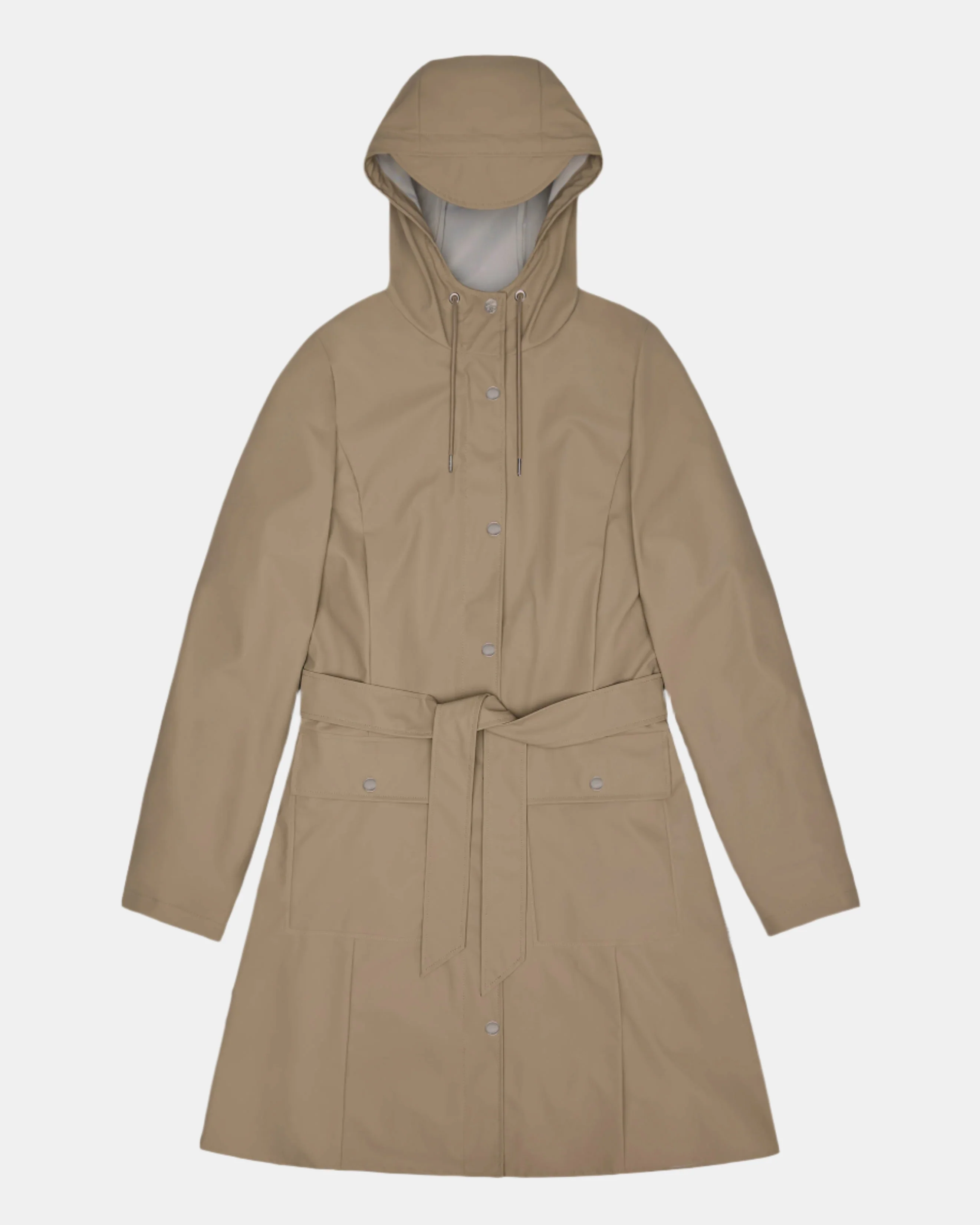 Rains Curve Long Womens Jacket - 133 Beige - Image 5