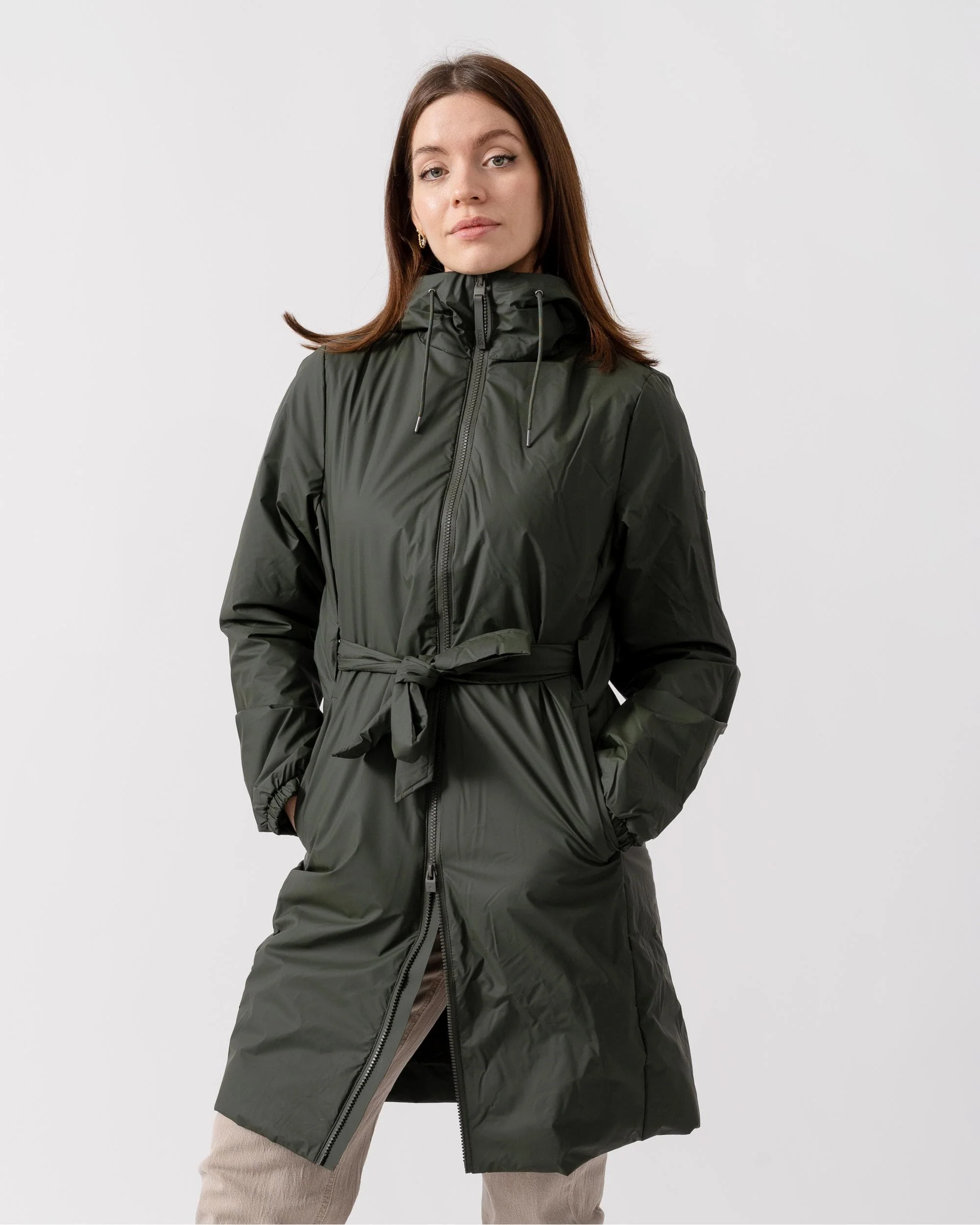 Rains Lohja Long Insulated Curve Jacket - 03 Green - Image 2