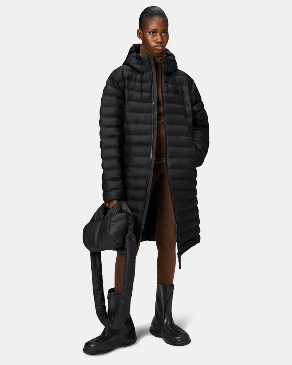 Rains Lohja Longer Puffer Jacket - 01 Black - Image 2