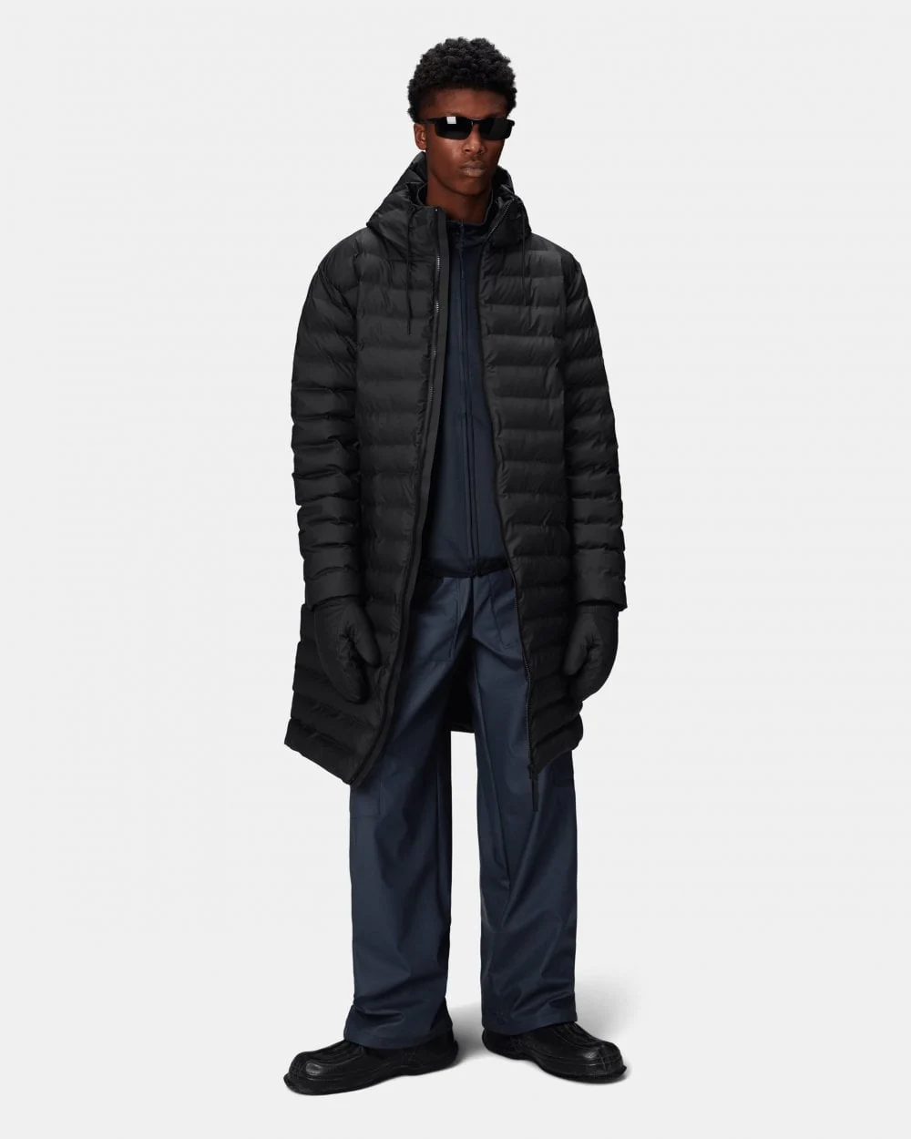 Rains Lohja Longer Puffer Jacket - 01 Black - Image 4