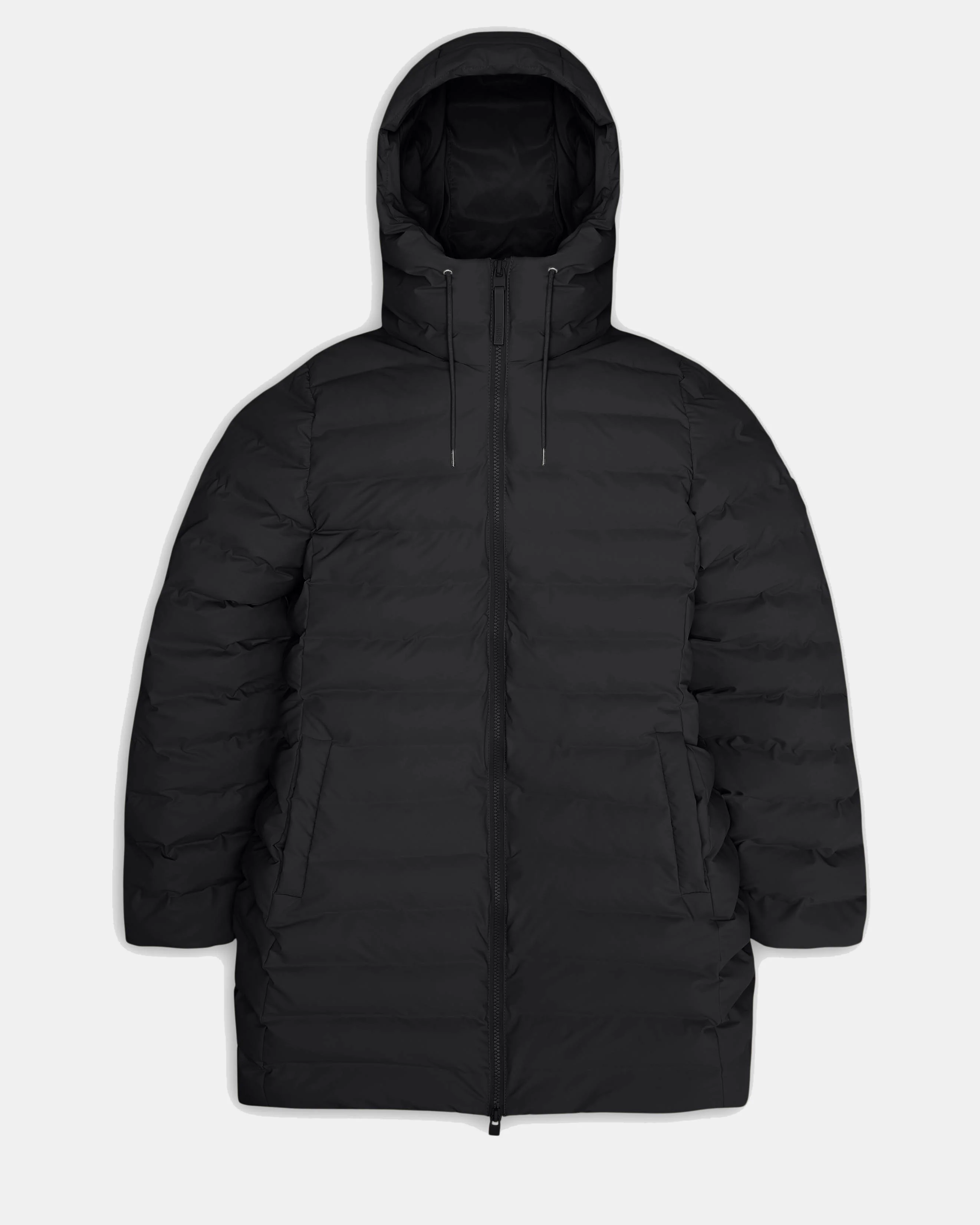 Rains Lohja Womens Long Puffer Curve Jacket - 01 Black - Image 5