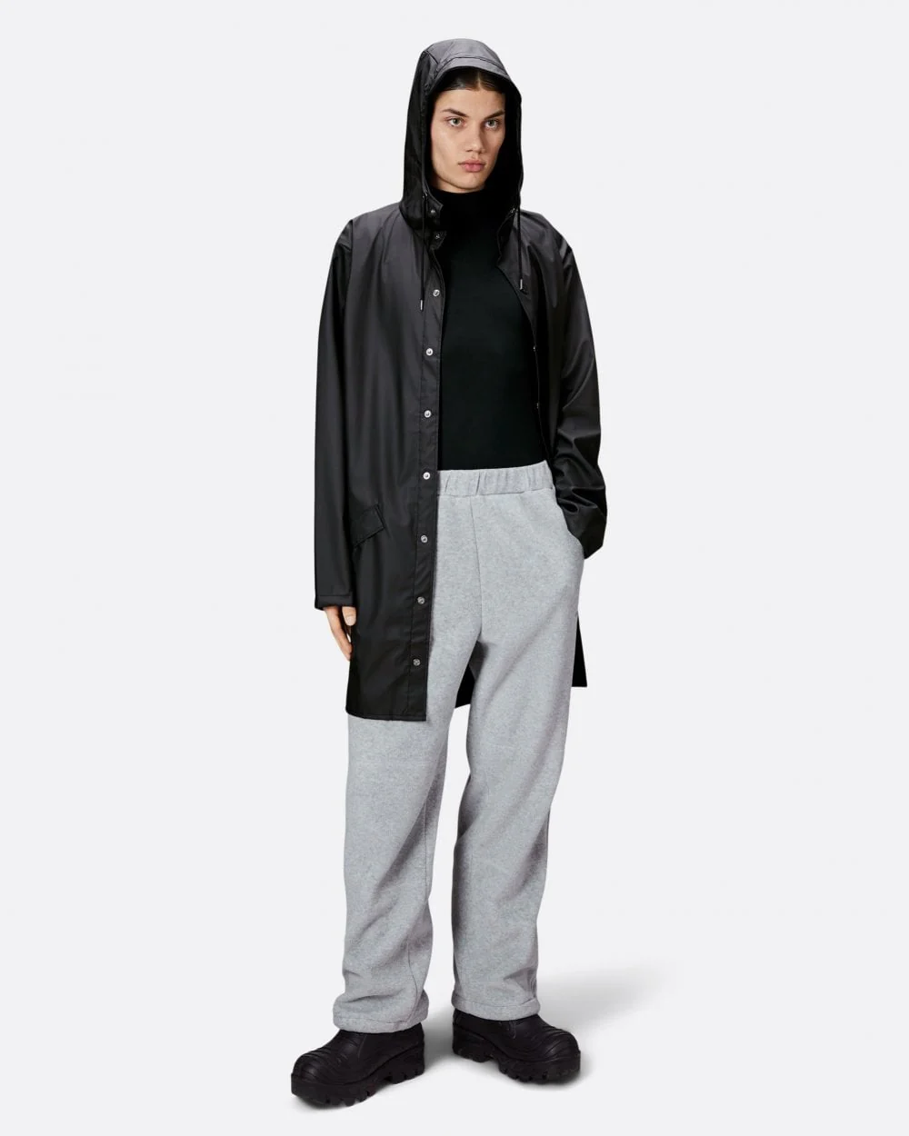 Rains Long Unisex Jacket - 01 Black - Image 3