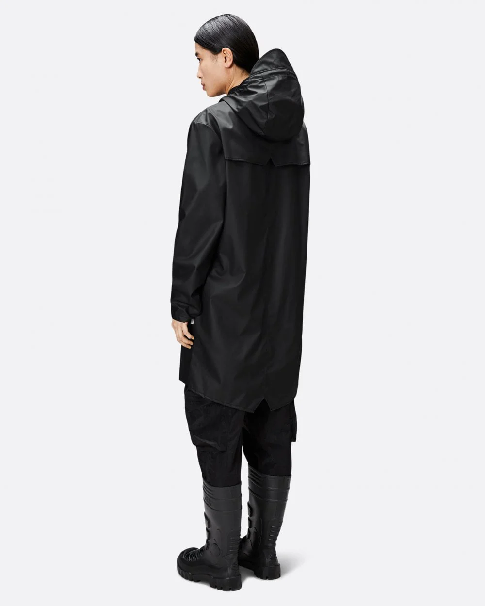 Rains Long Unisex Jacket - 01 Black - Image 5