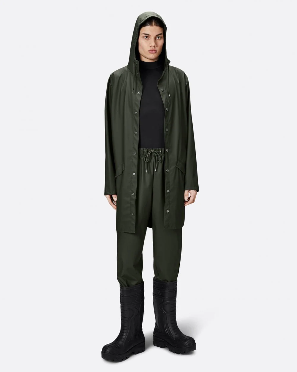 Rains Long Unisex Jacket - 03 Green - Image 3