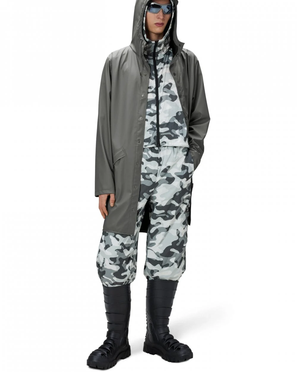 Rains Long Unisex Jacket - 13 Grey - Image 2