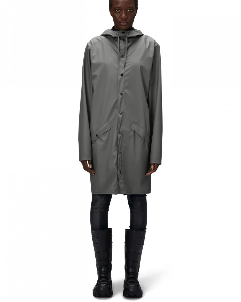Rains Long Unisex Jacket - 13 Grey - Image 4