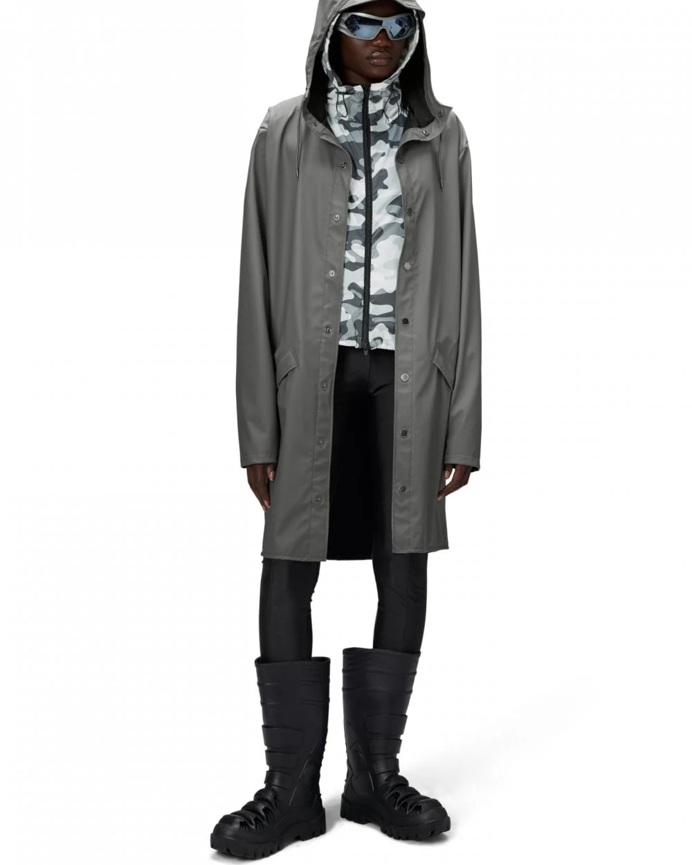 Rains Long Unisex Jacket - 13 Grey - Image 5