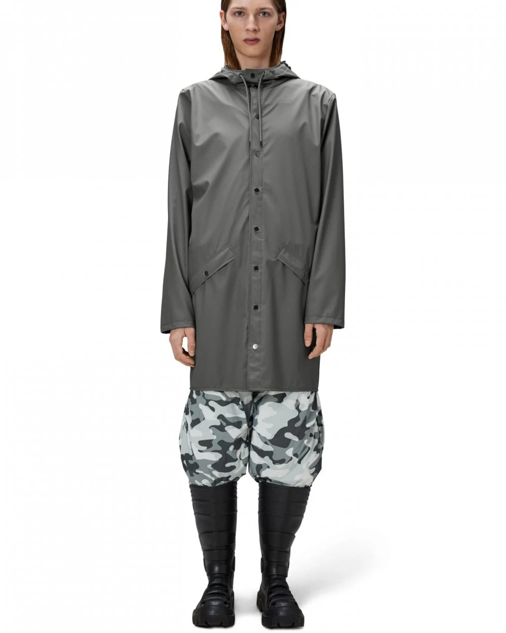 Rains Long Unisex Jacket - 13 Grey - Image 6