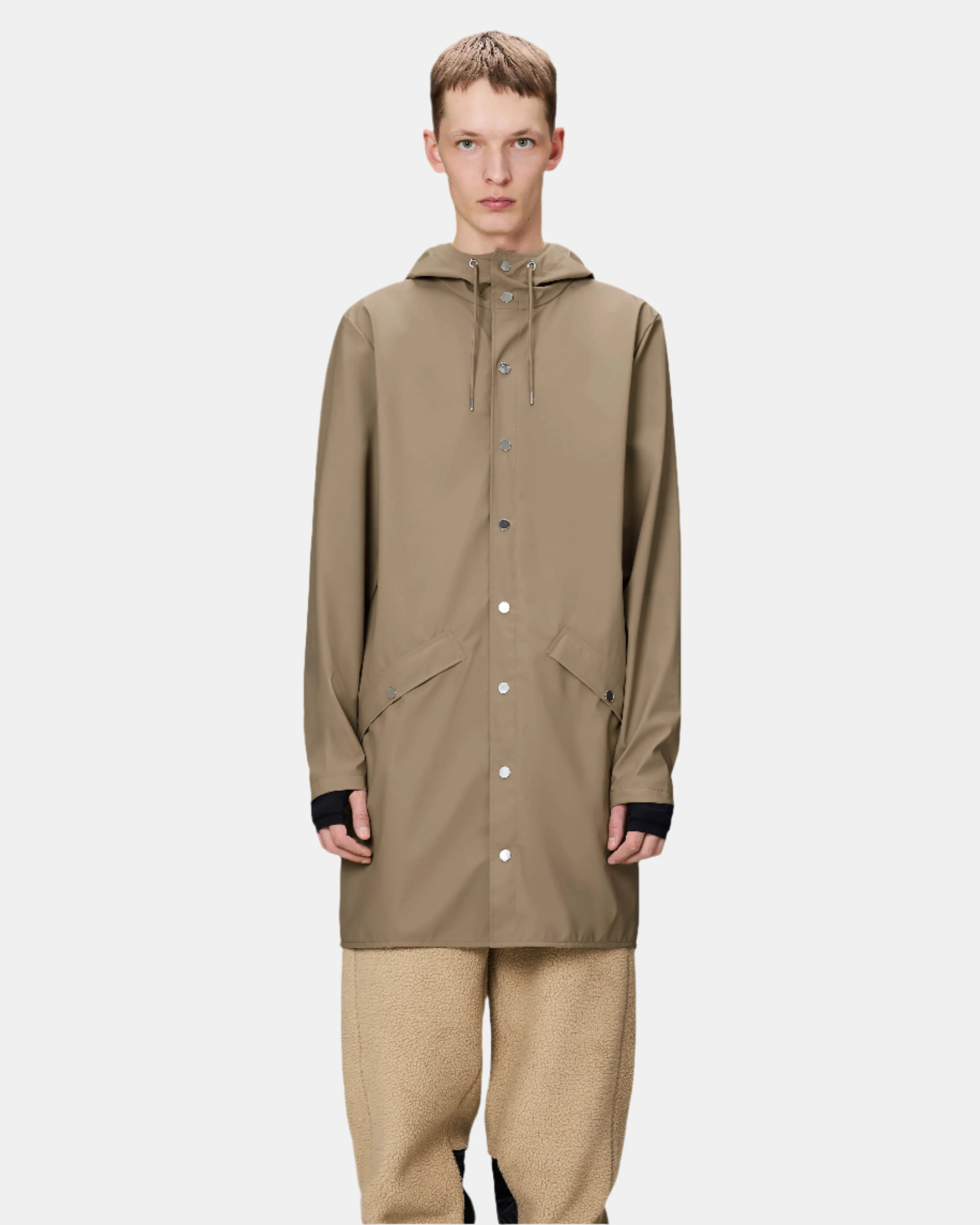 Rains Long Unisex Jacket - 133 Beige - Image 2