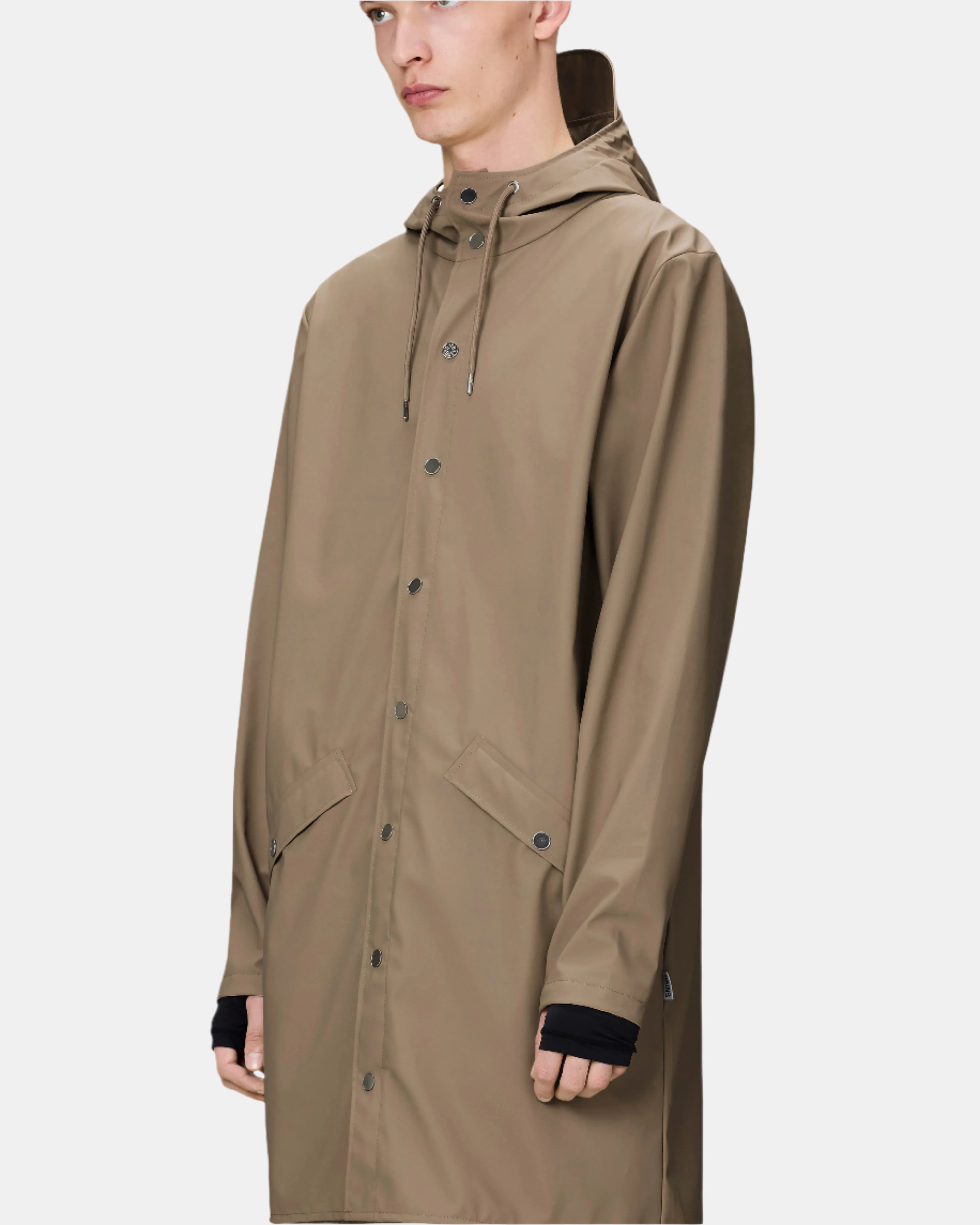 Rains Long Unisex Jacket - 133 Beige - Image 5
