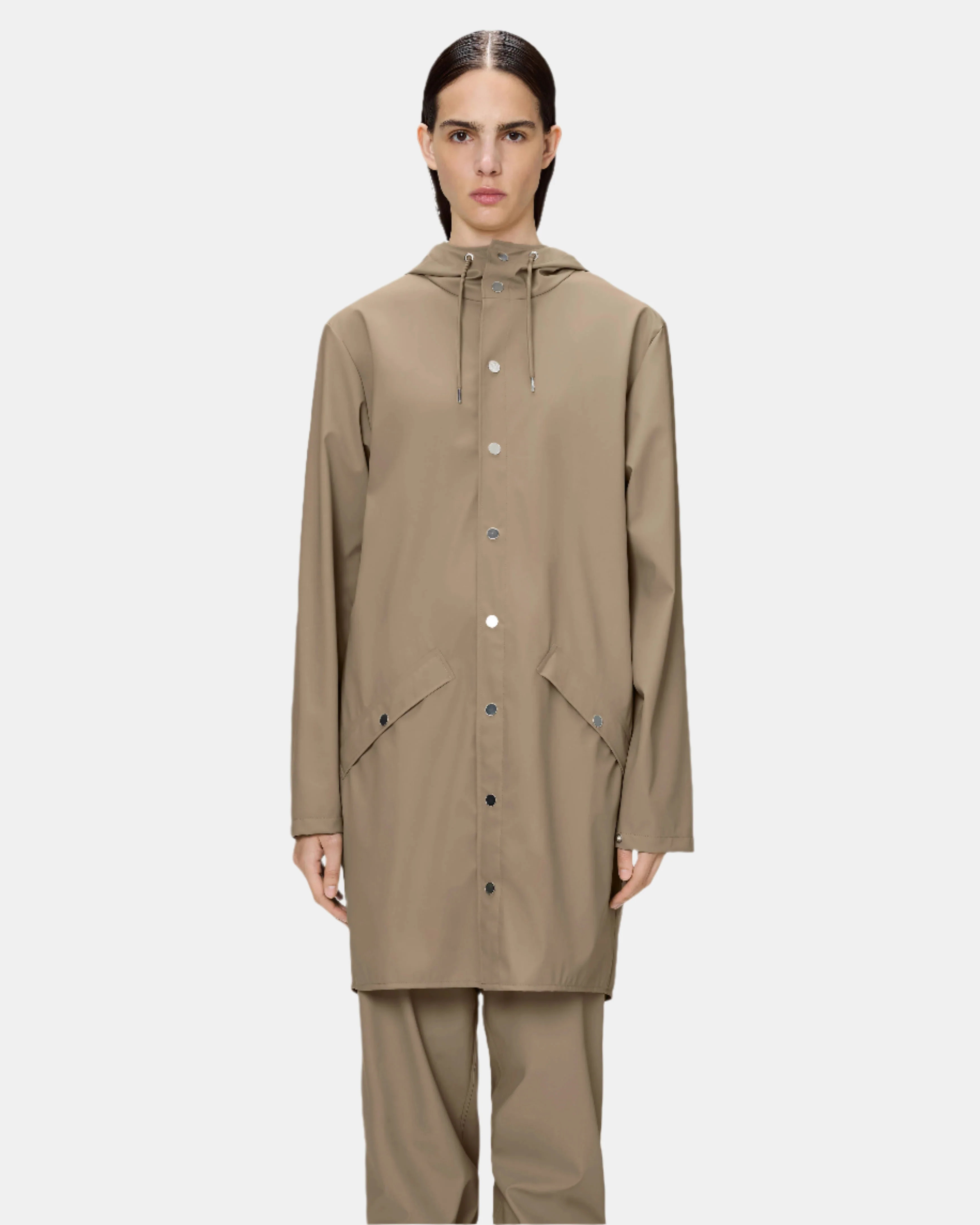 Rains Long Unisex Jacket - 133 Beige - Image 6