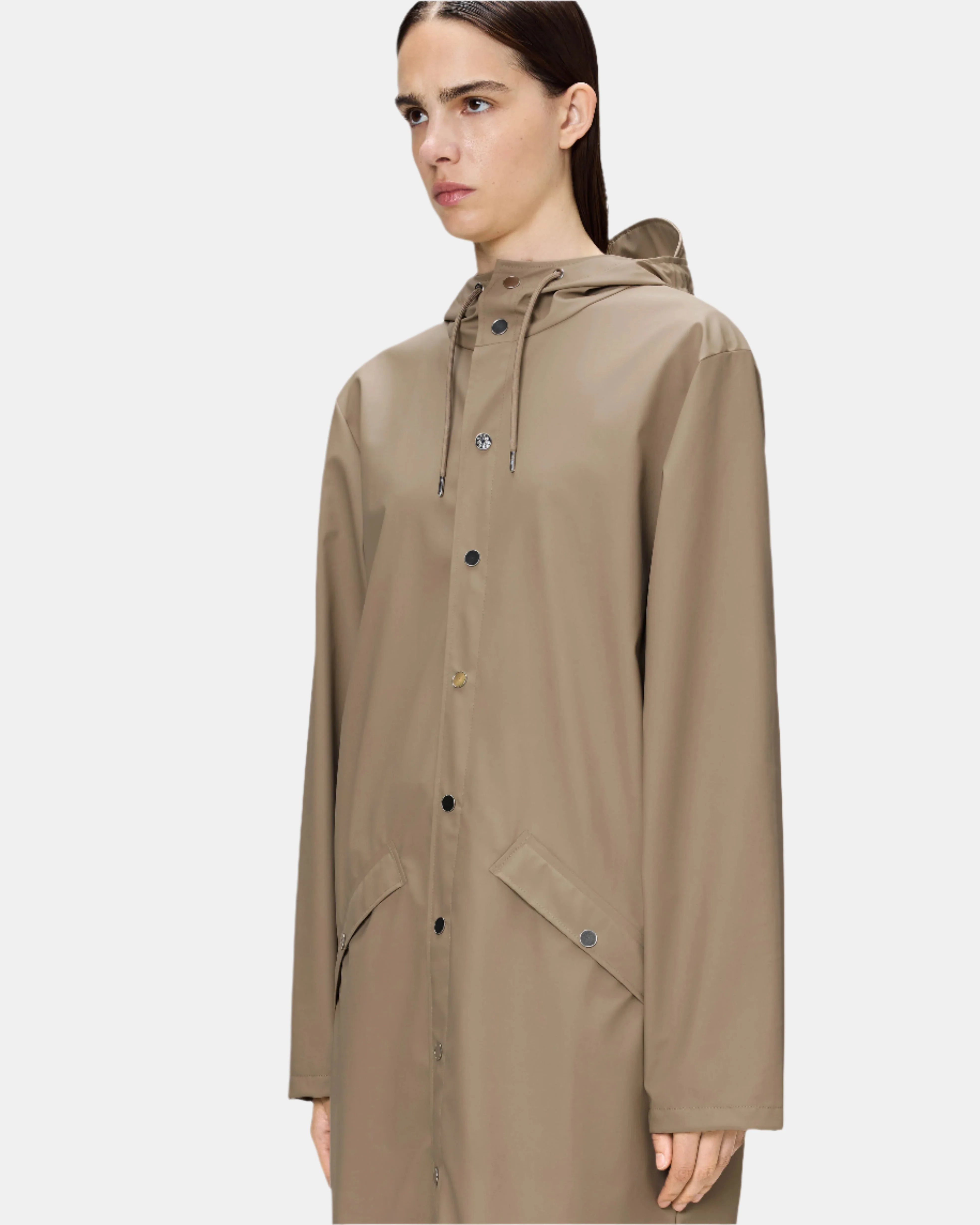 Rains Long Unisex Jacket - 133 Beige - Image 8