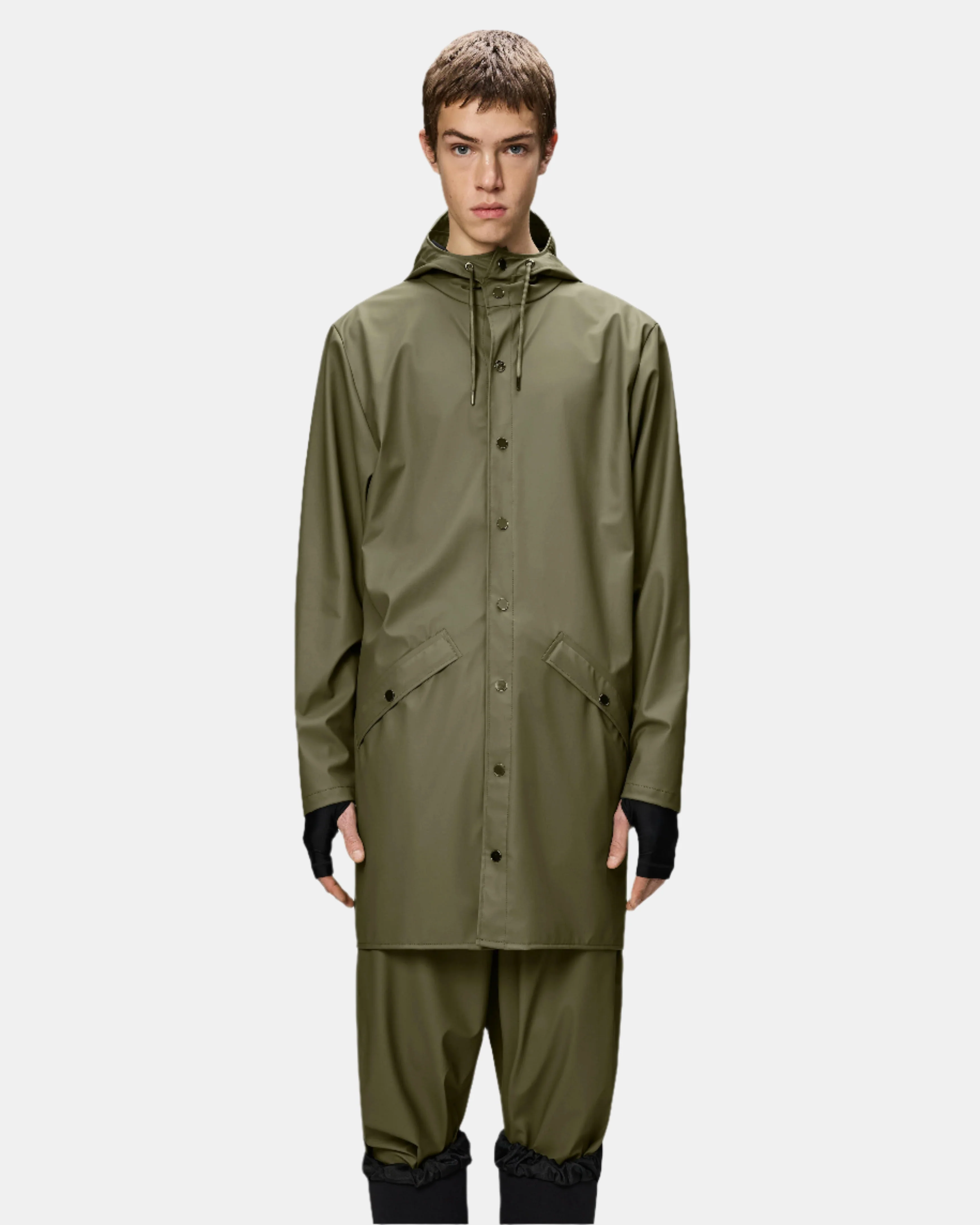 Rains Long Unisex Jacket - 134 Marsh - Image 2
